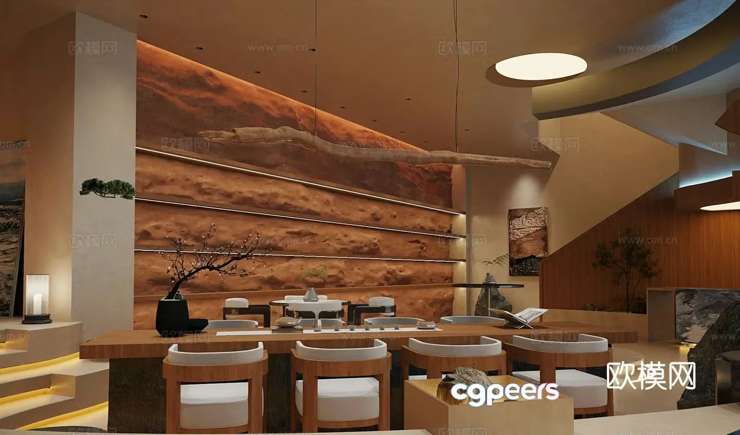 New Chinese-style teahouse teahouse 3D model