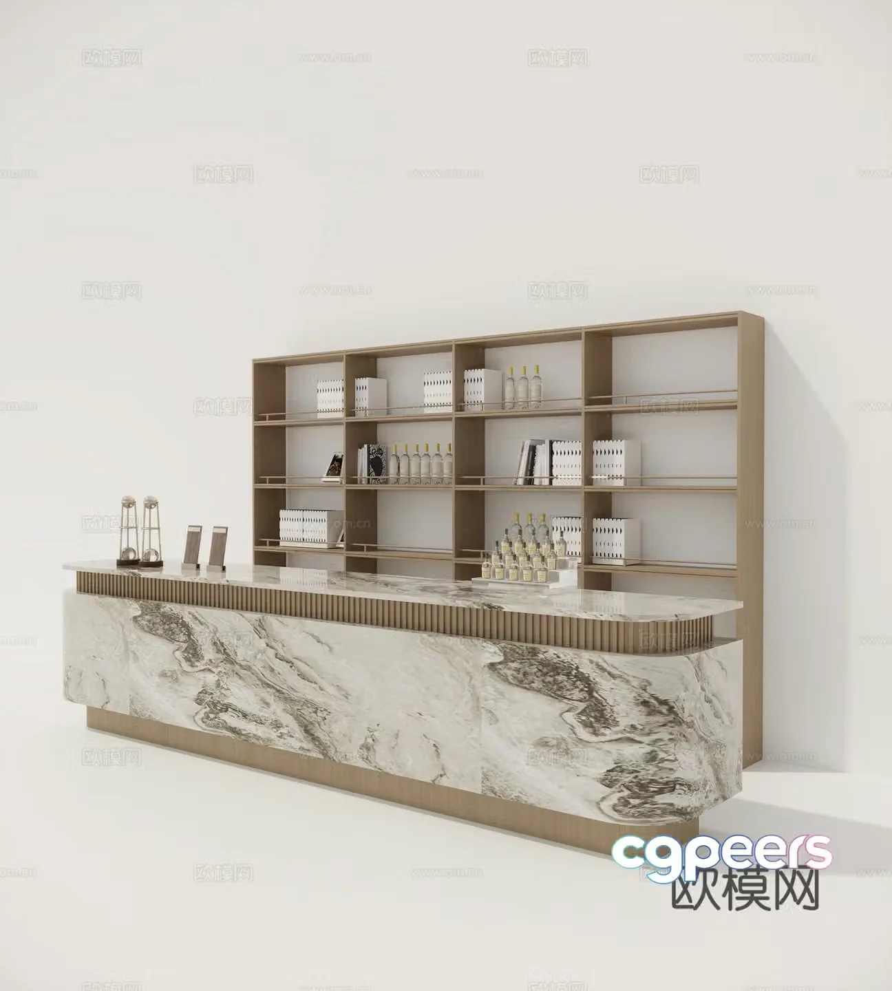 New Chinese style bar reception desk water bar bar cabinet 3d model