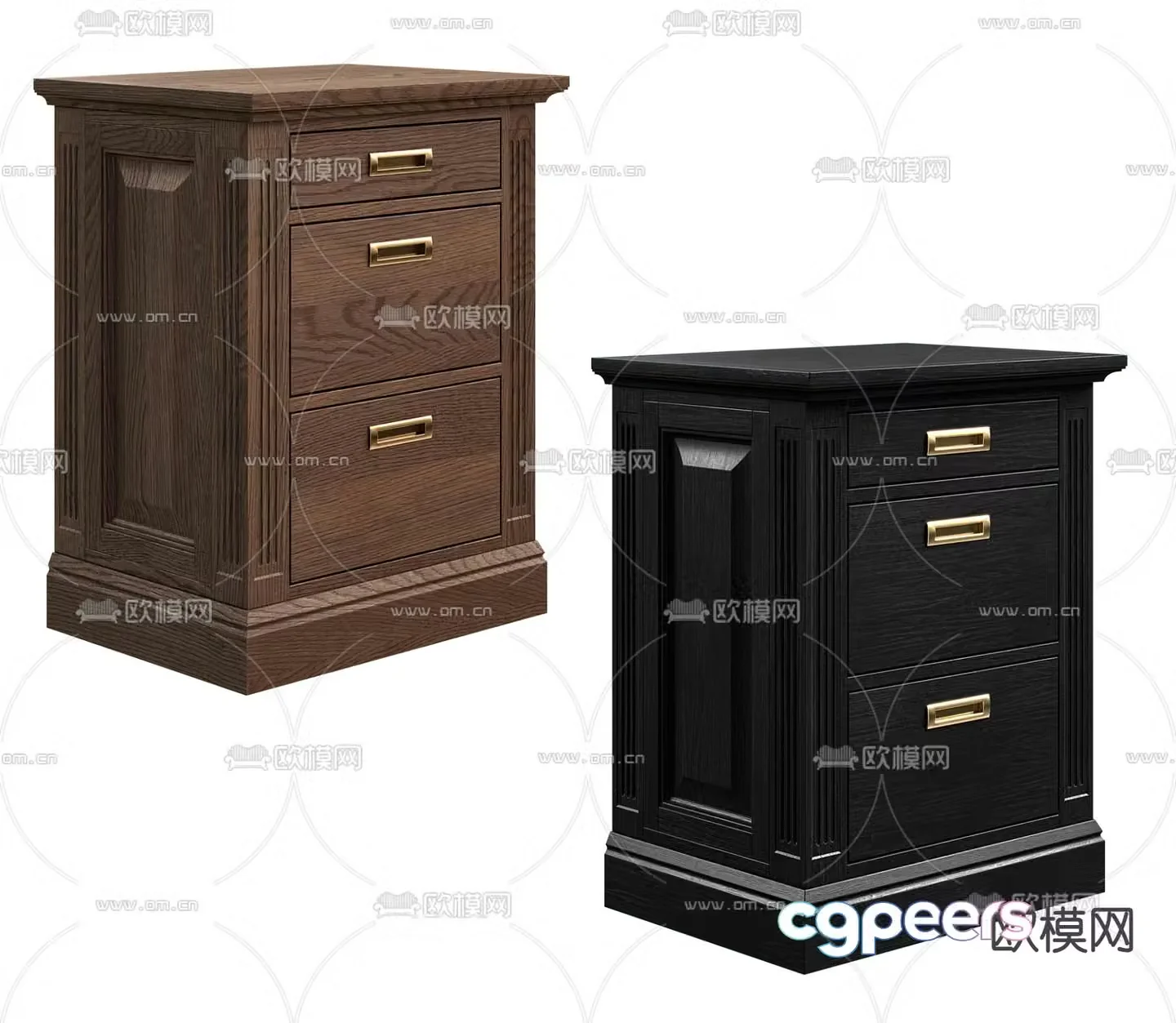 Simple European bedside table 3d model