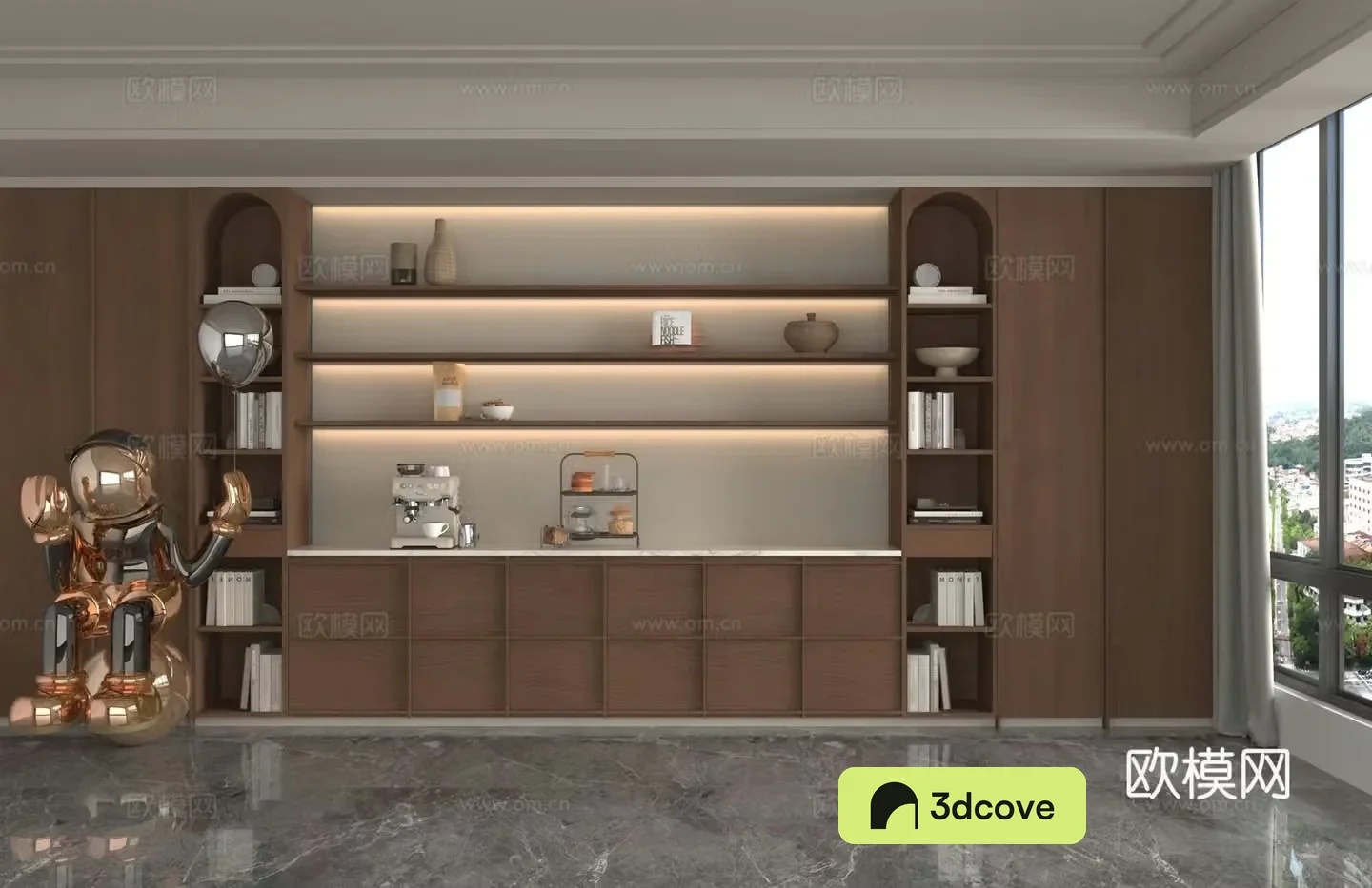 Modern integrated bookcase