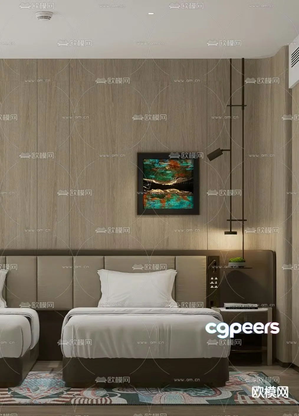 Bedside chandelier world famous paintings single bed 3d model