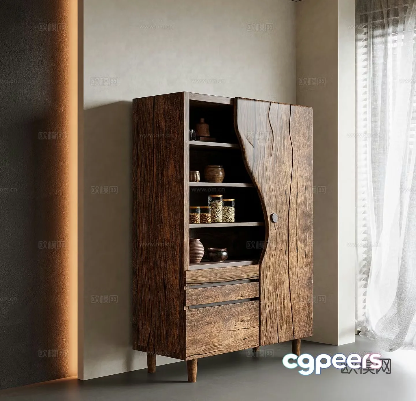 Wabi-sabi sideboard storage cabinet 3d model