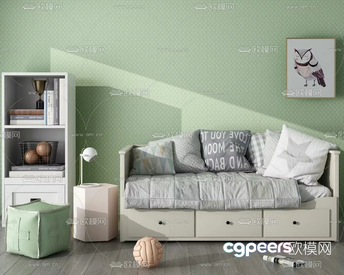 Modern children’s sofa bed 3d model