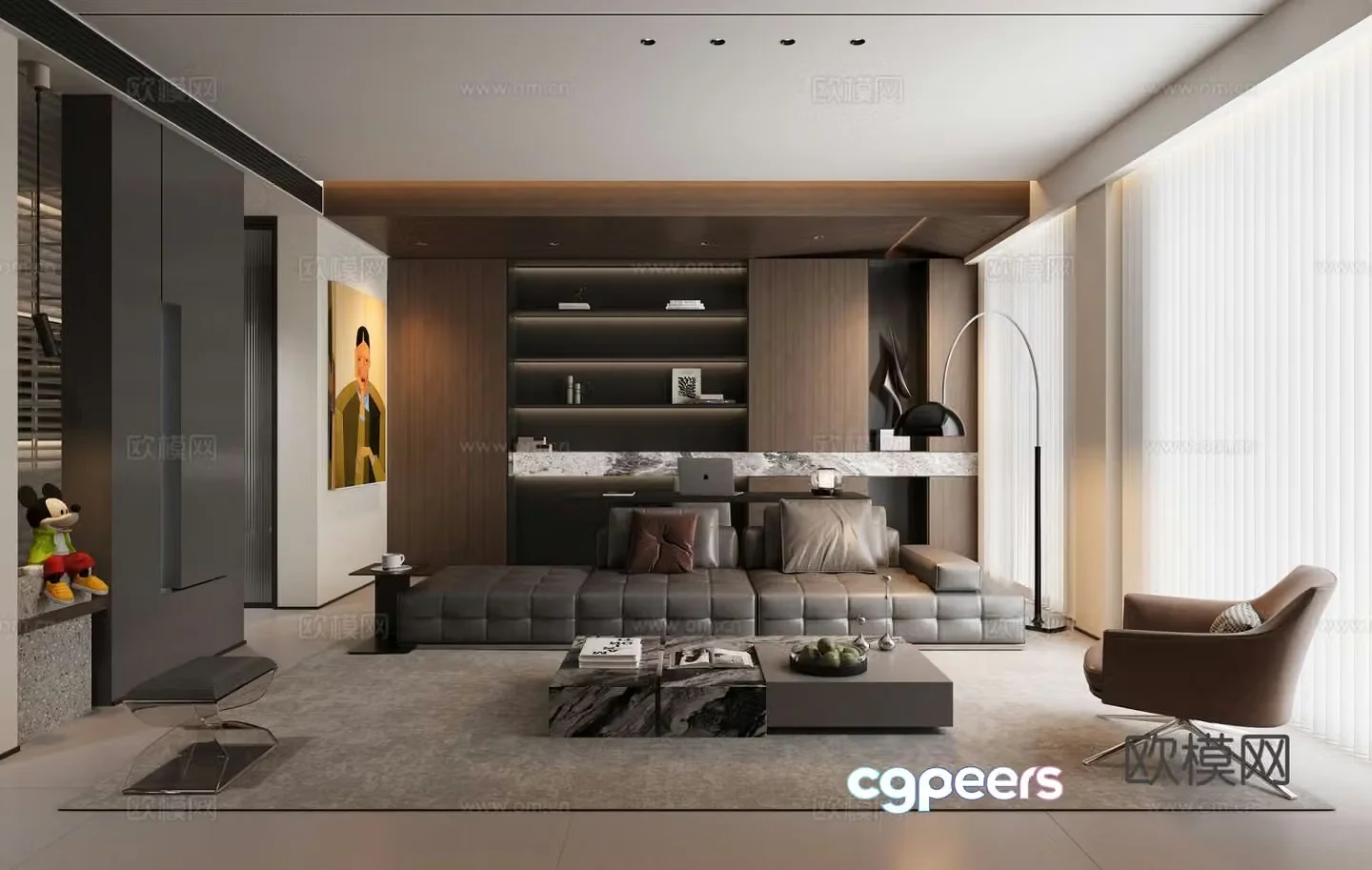 Italian light luxury living room 3D model