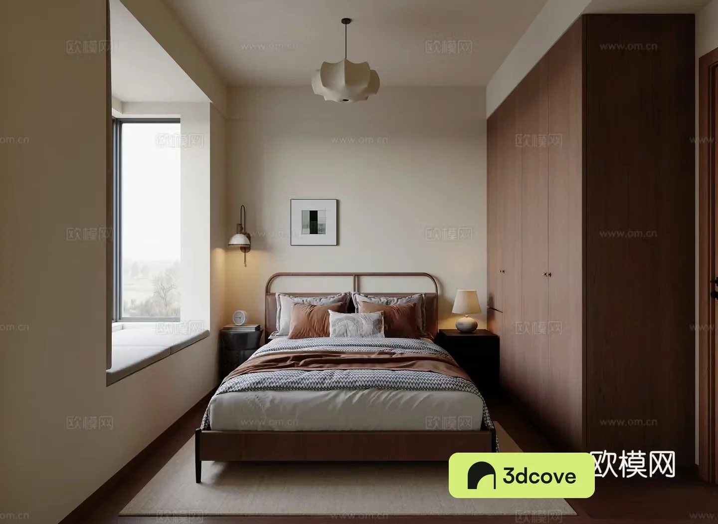 Medium style bay window bedroom 3D model