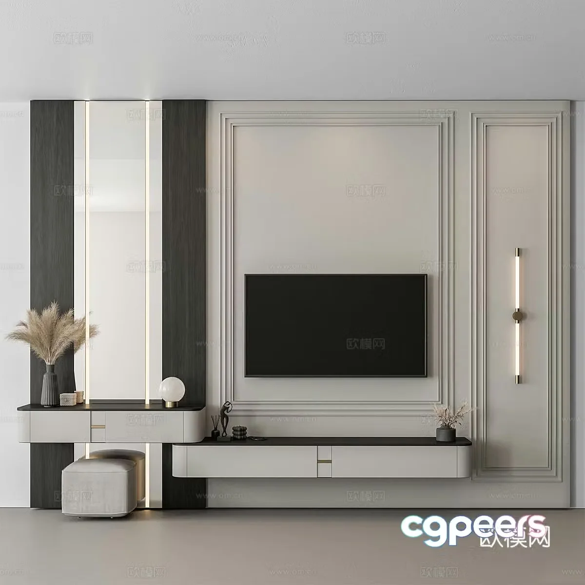 Modern TV background wall 3d model