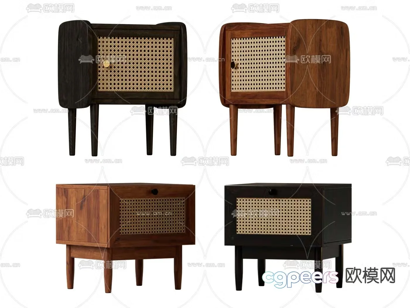 Bedside table solid wood bedside table 3d model