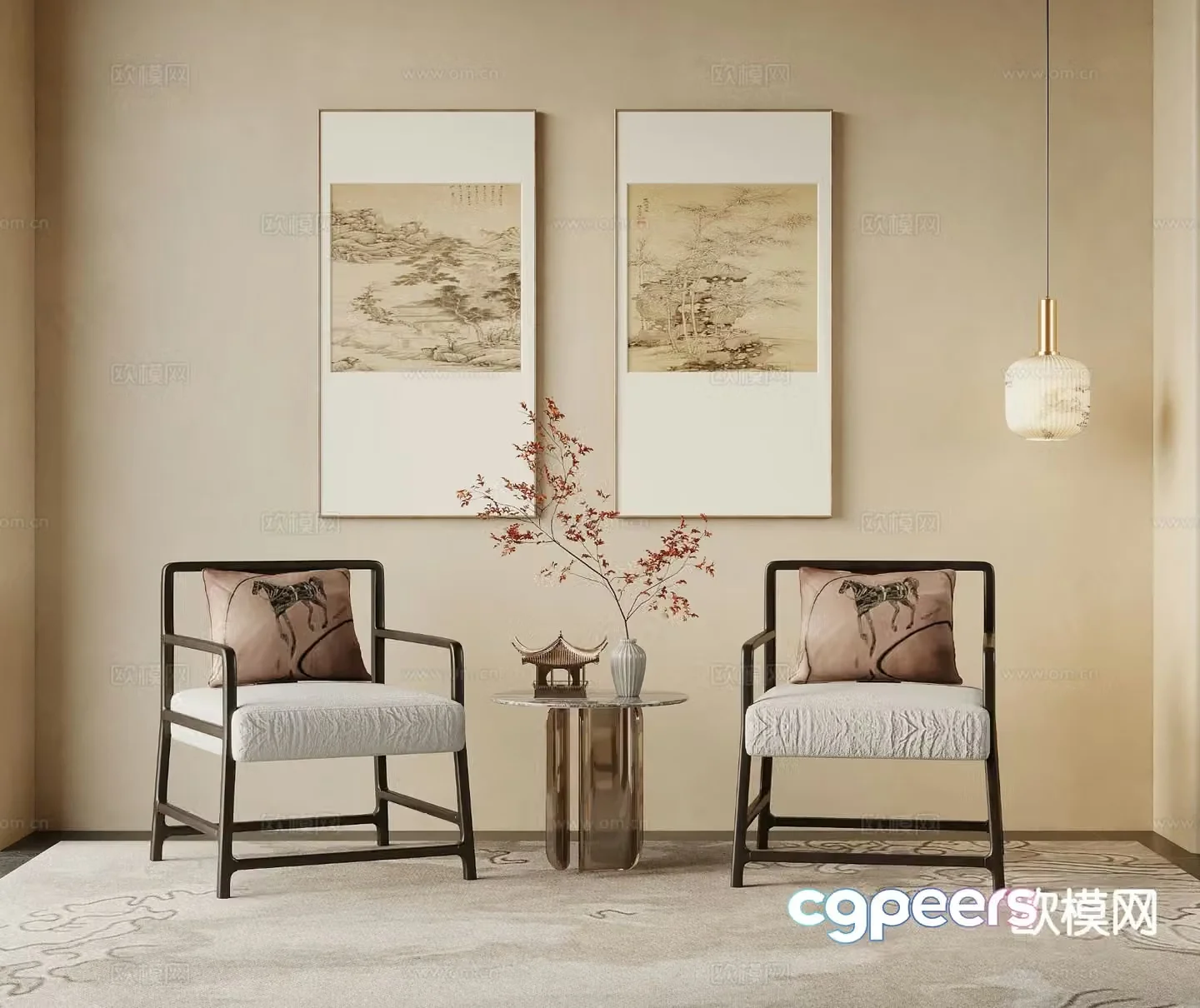 New Chinese style negotiation sofa casual sofa 3d model