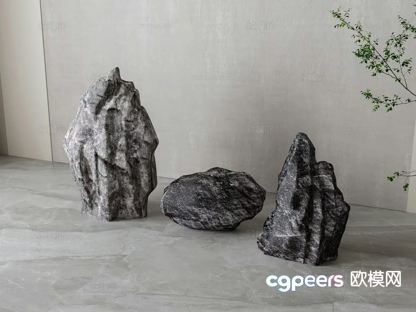 New Chinese style stone rockery 3D model