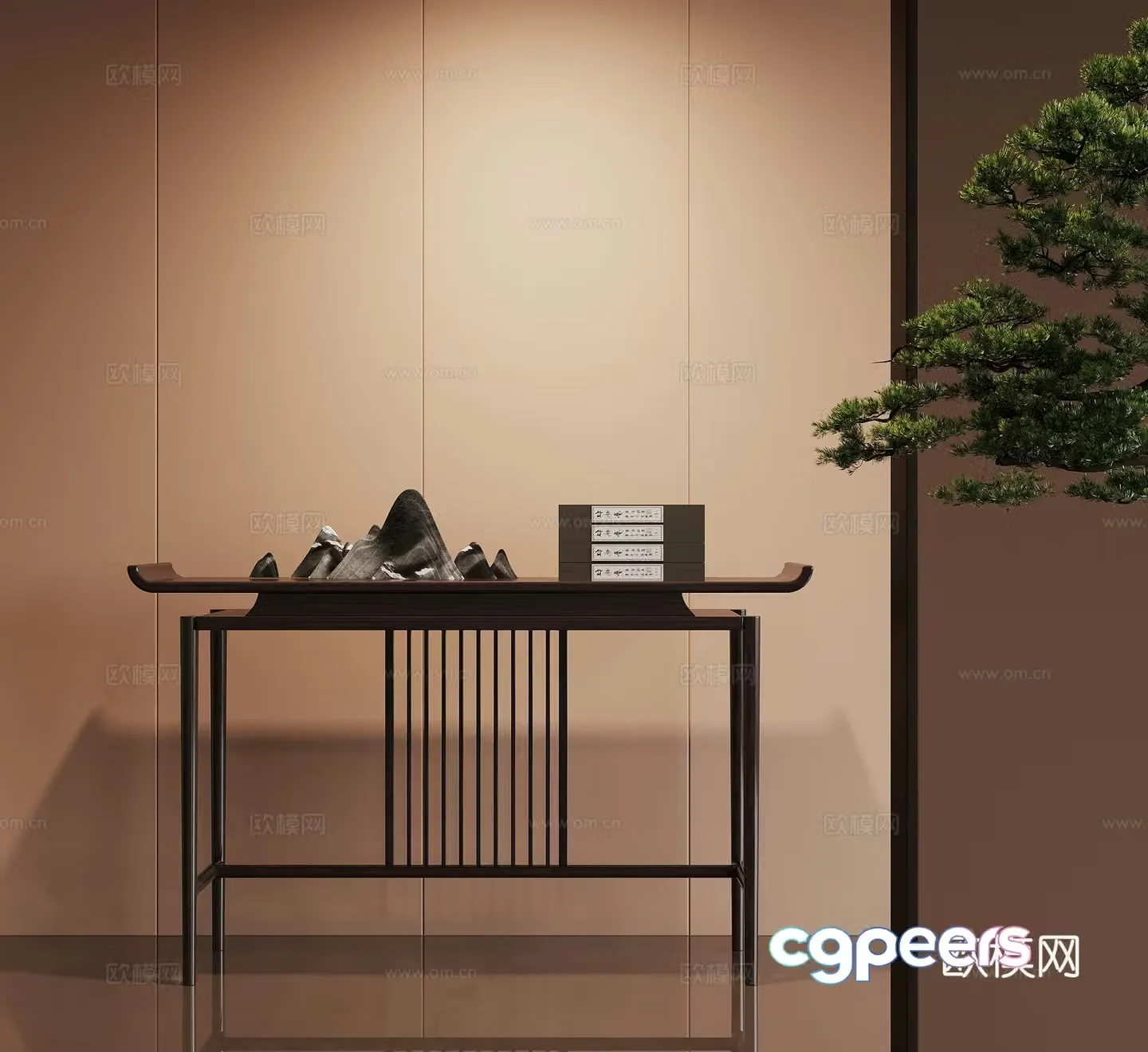 New Chinese style entrance cabinet end view cabinet 3D model