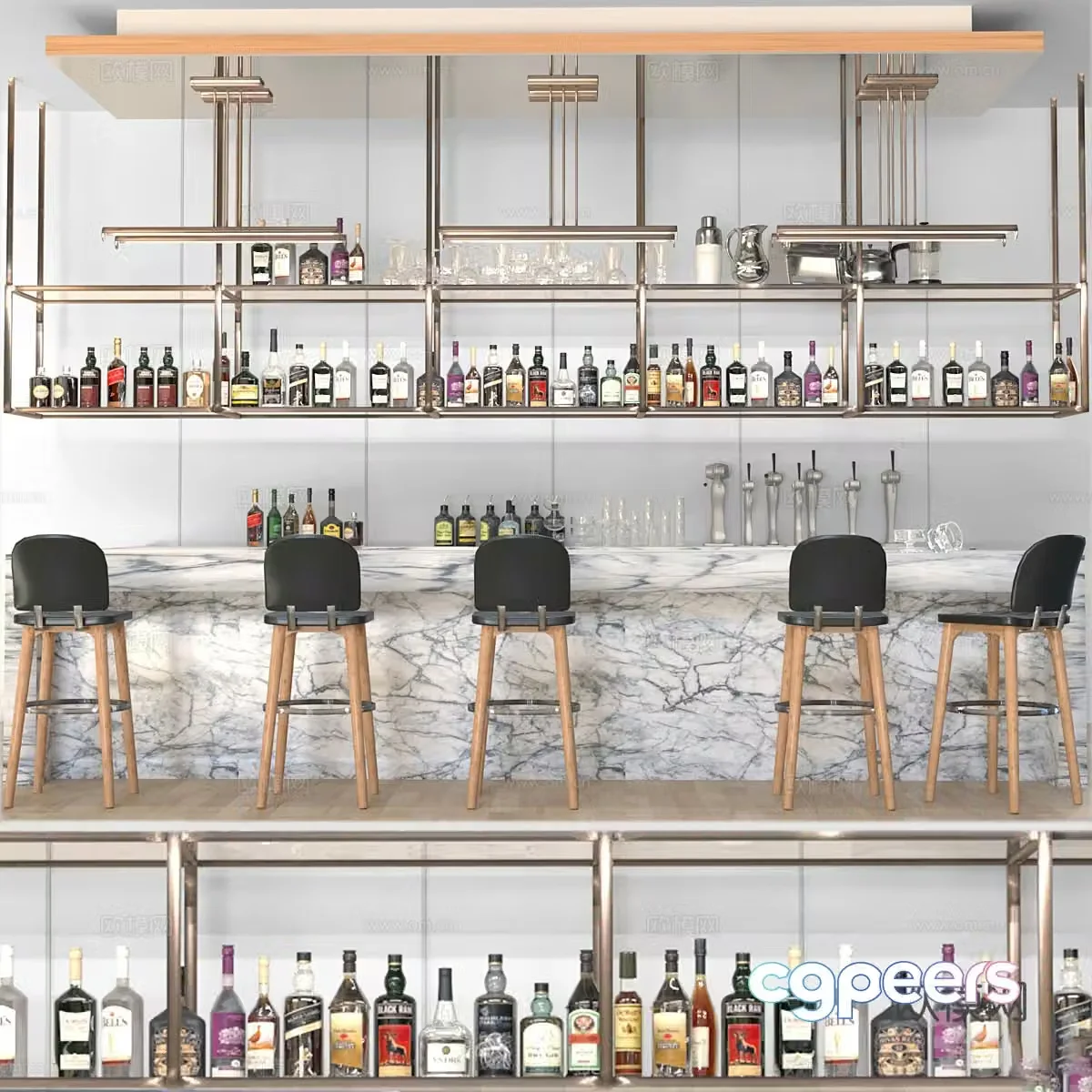 Modern light luxury bar 3D model