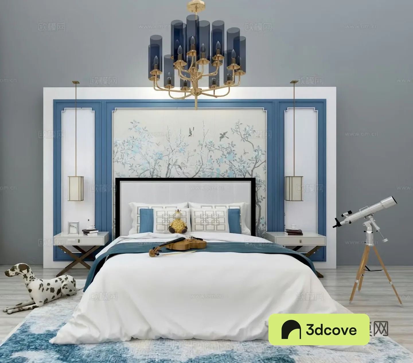 Modern background double bed modern simple double bed nightstand chandelier bed combination
