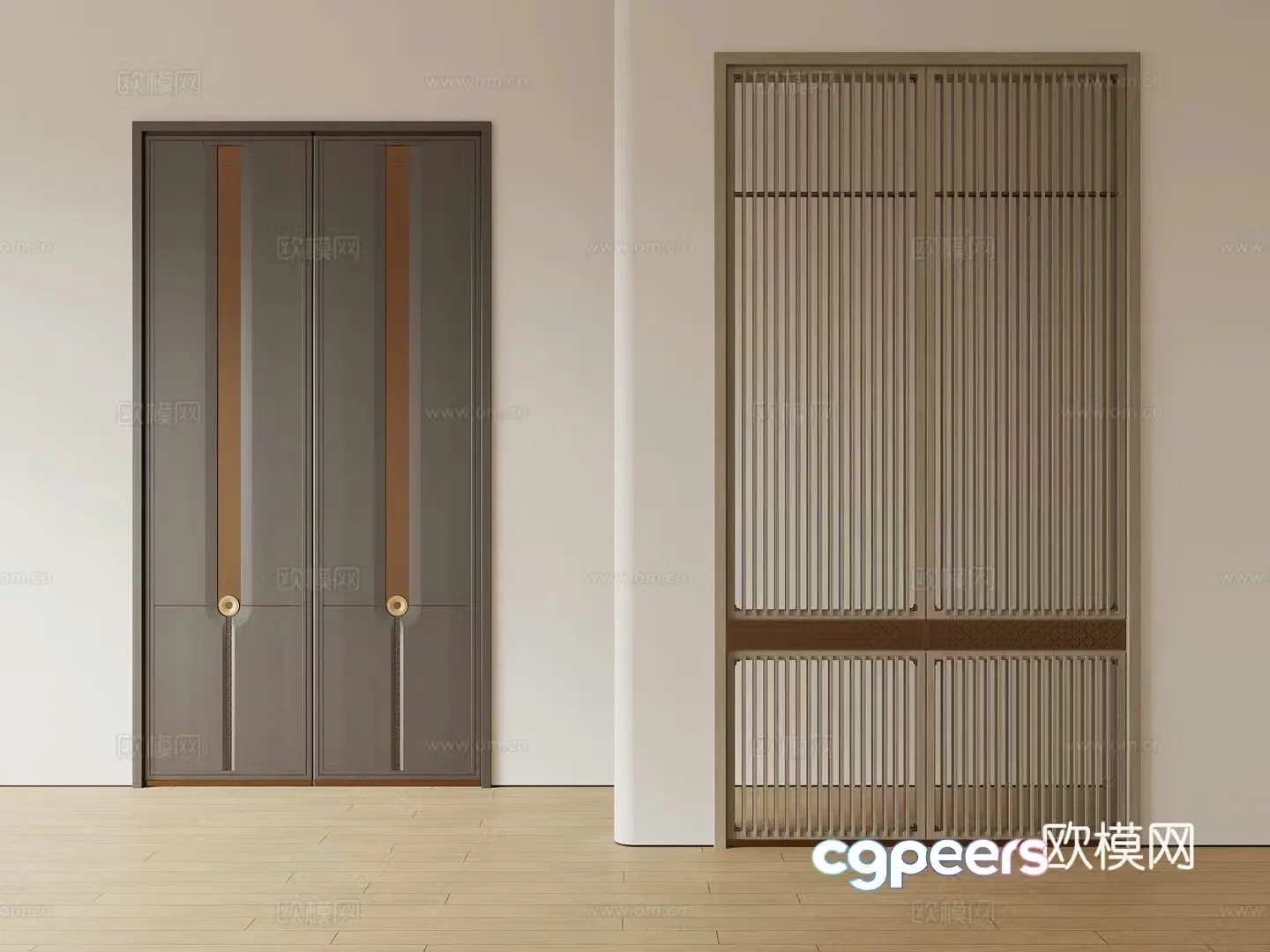 New Chinese style double door double door entrance door villa door 3D model