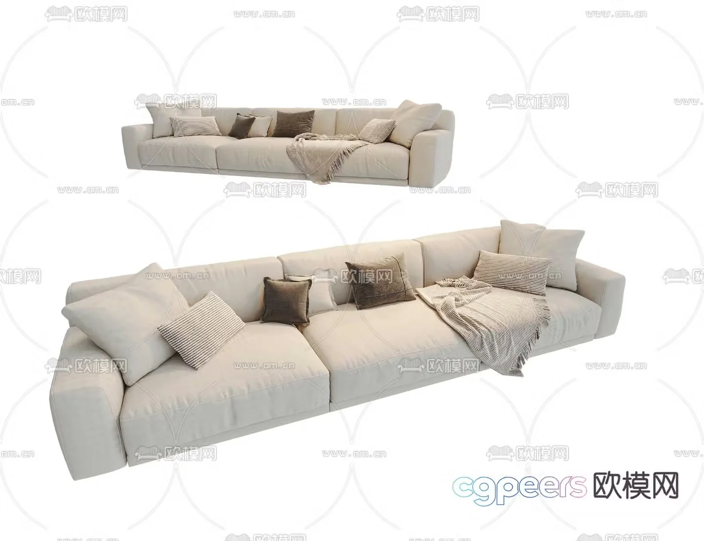 Three person sofa multi person sofa 3d model