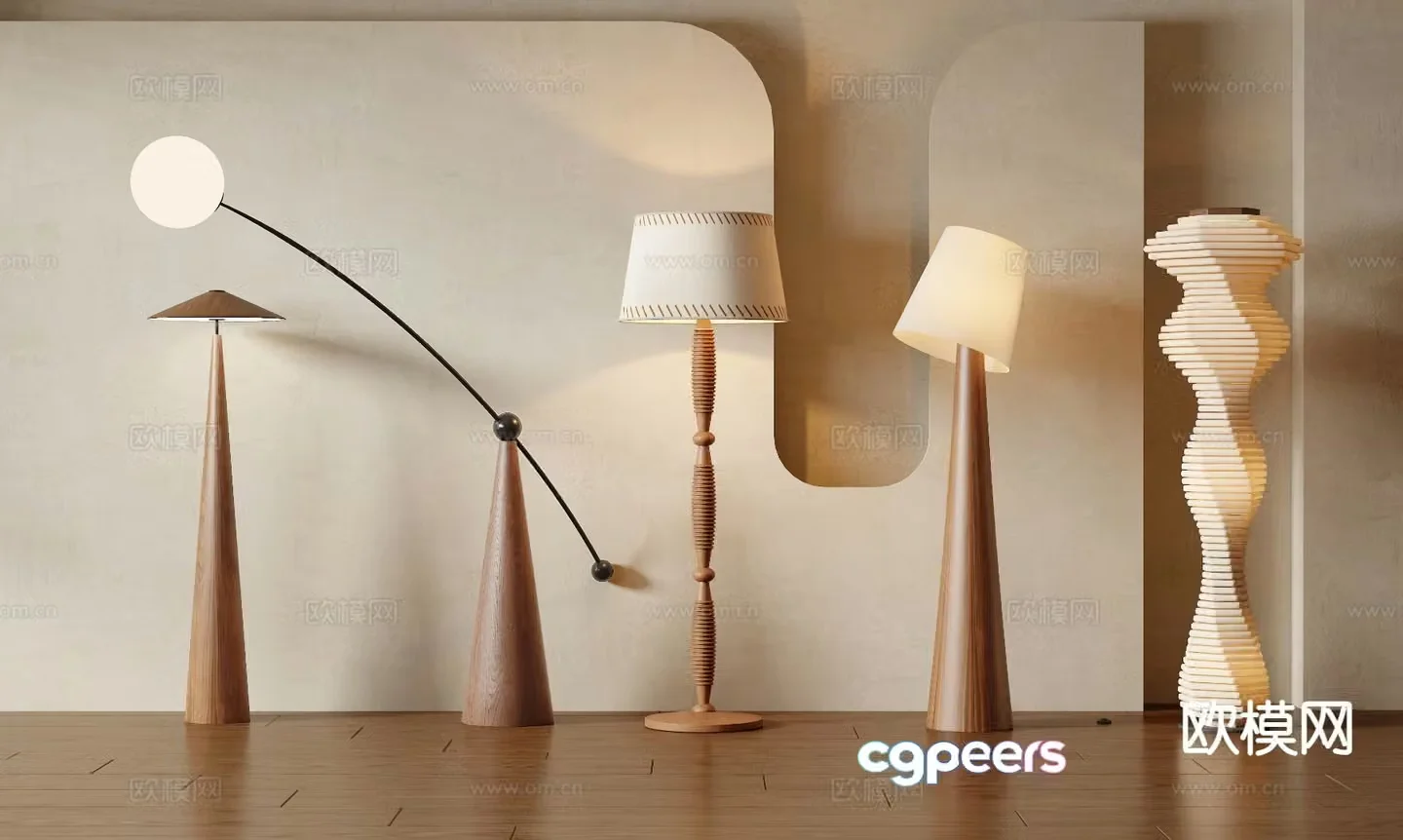 Medieval style floor lamp ambient light 3d model