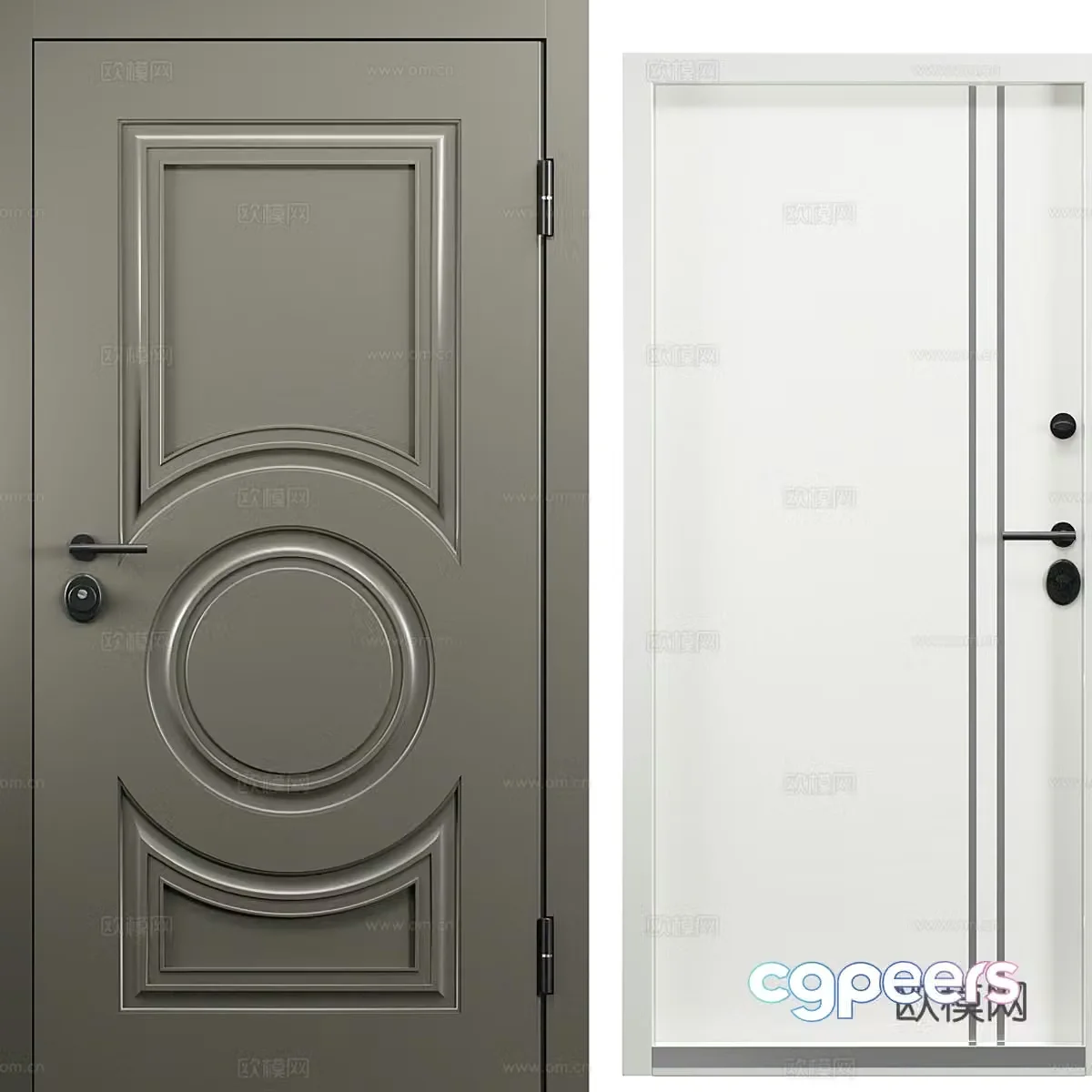 Nordic simple room door Door Simple room door Entrance door Single open door 3D model