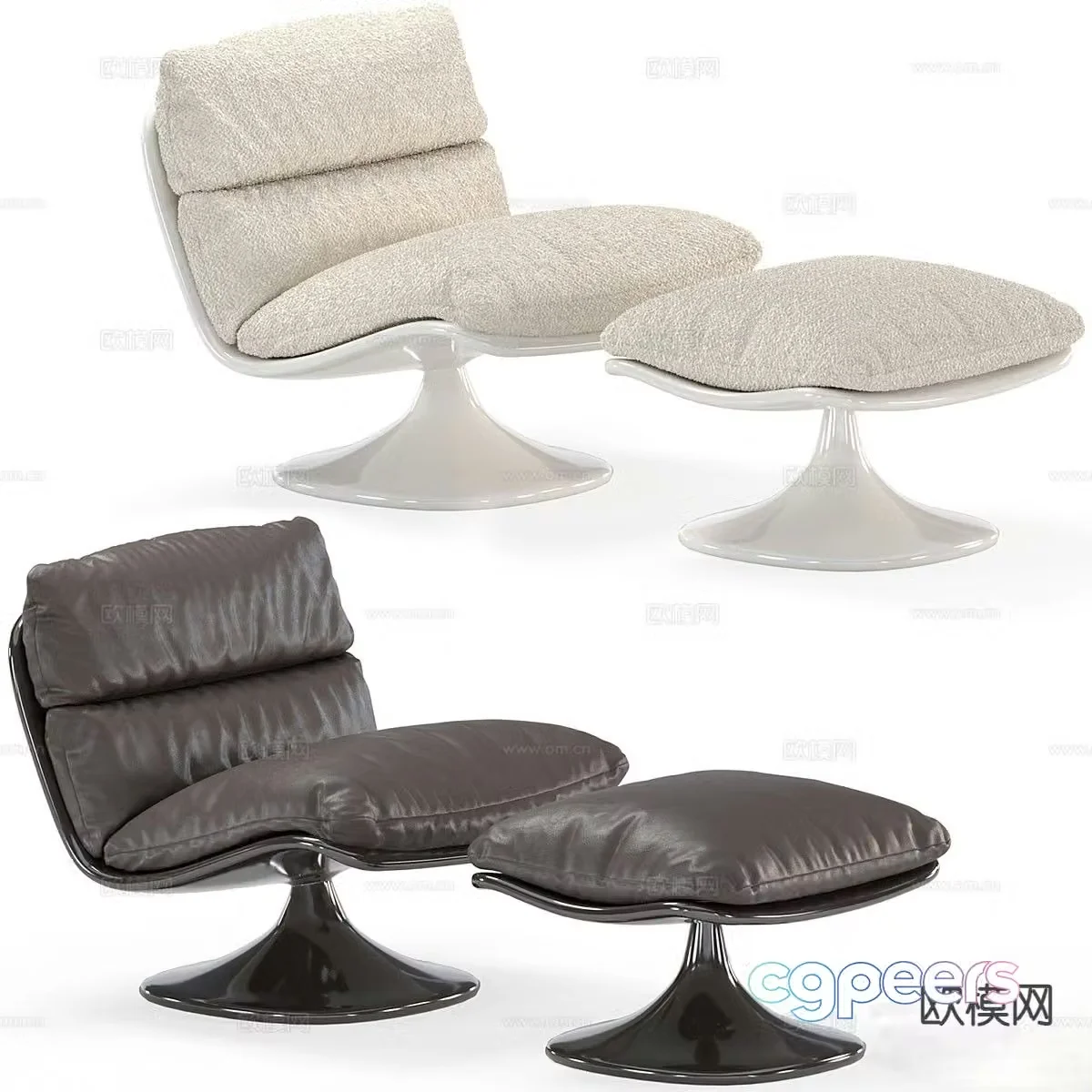 Lounge chair footrest 3d model