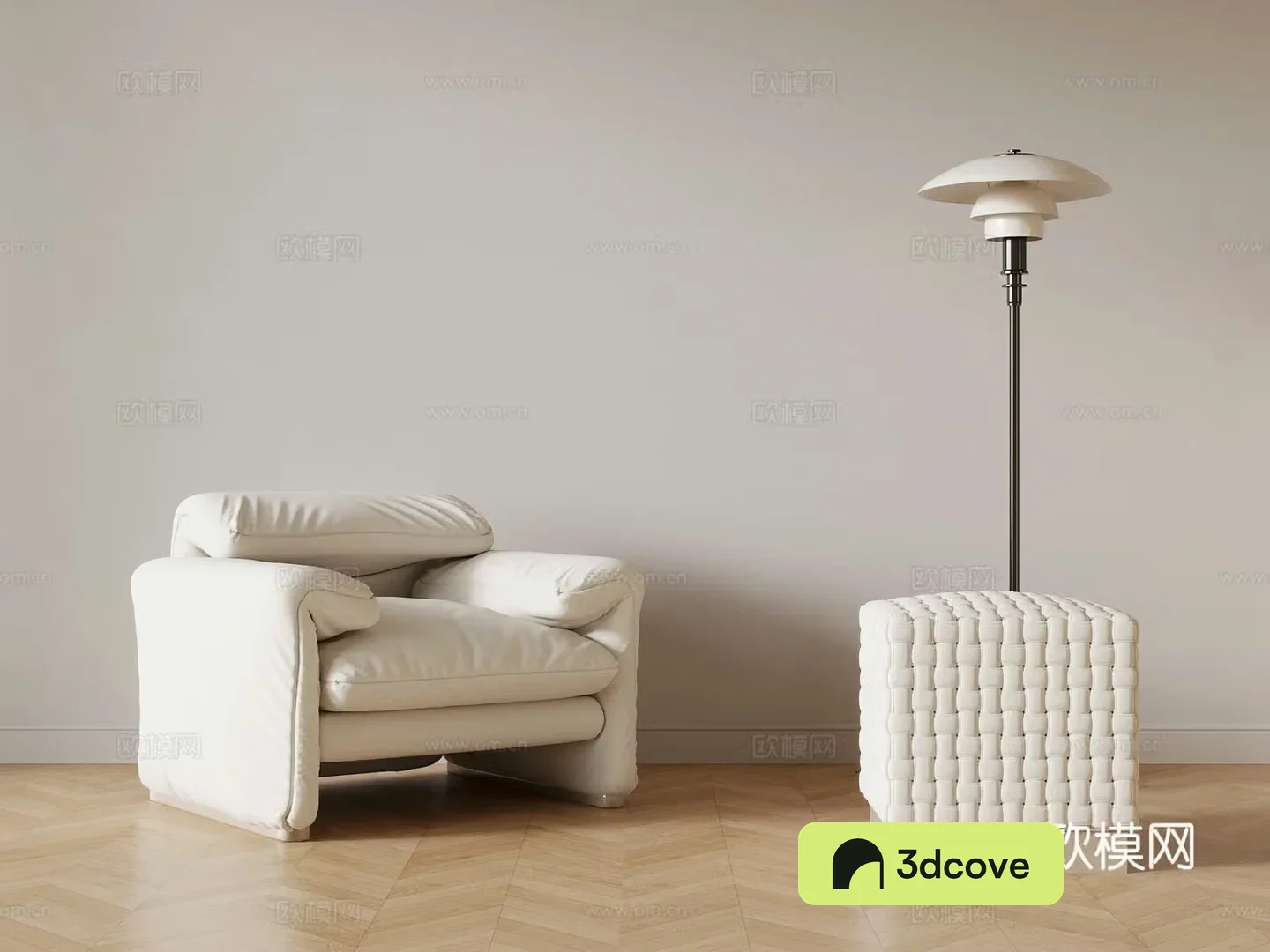 Modern cream style single sofa casual sofa stool