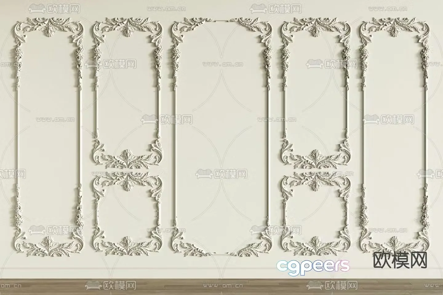 European style carved corner line gypsum line 3d model