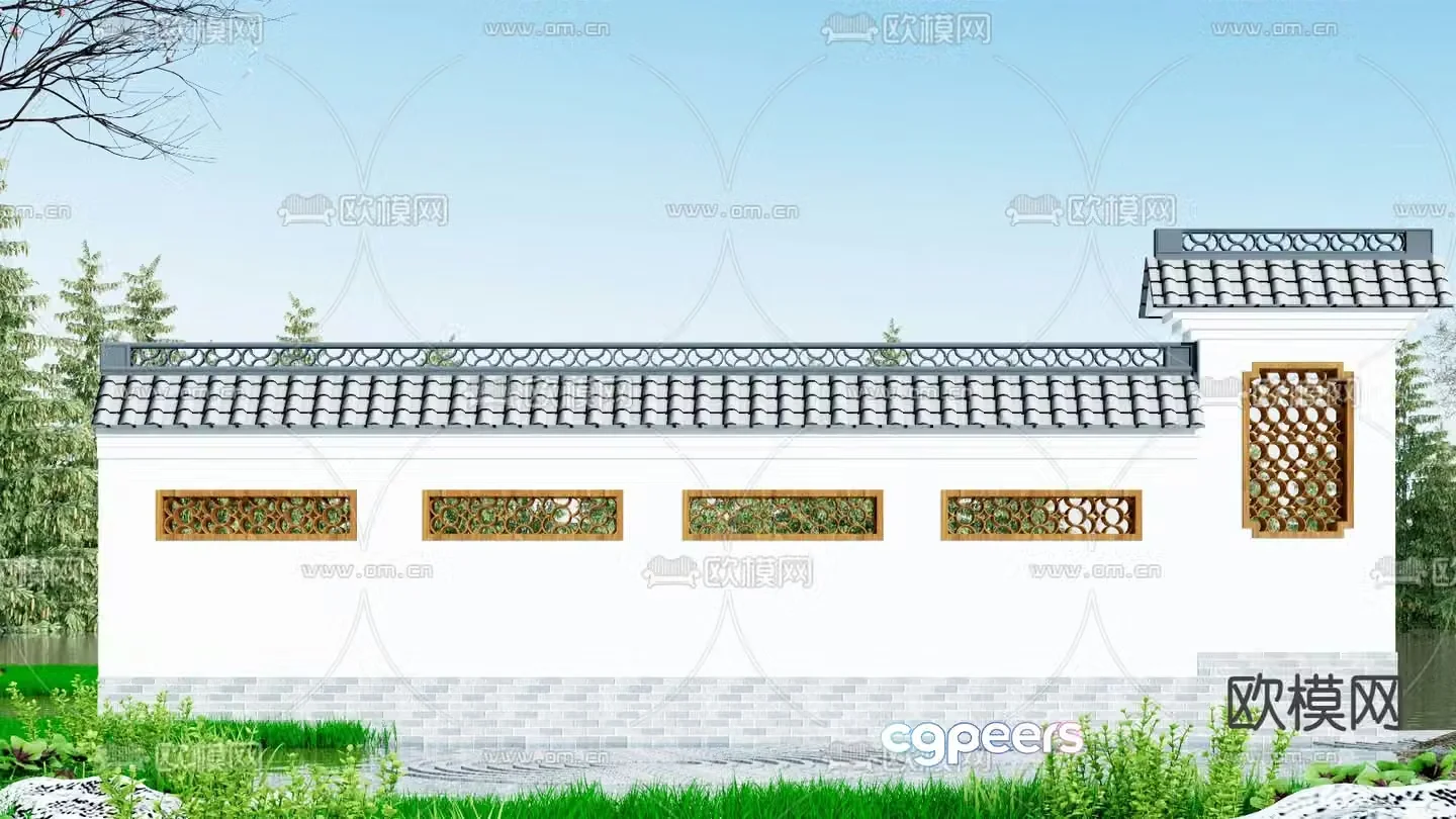 Chinese style landscape wall outdoor landscape wall ancient building landscape wall 3D model