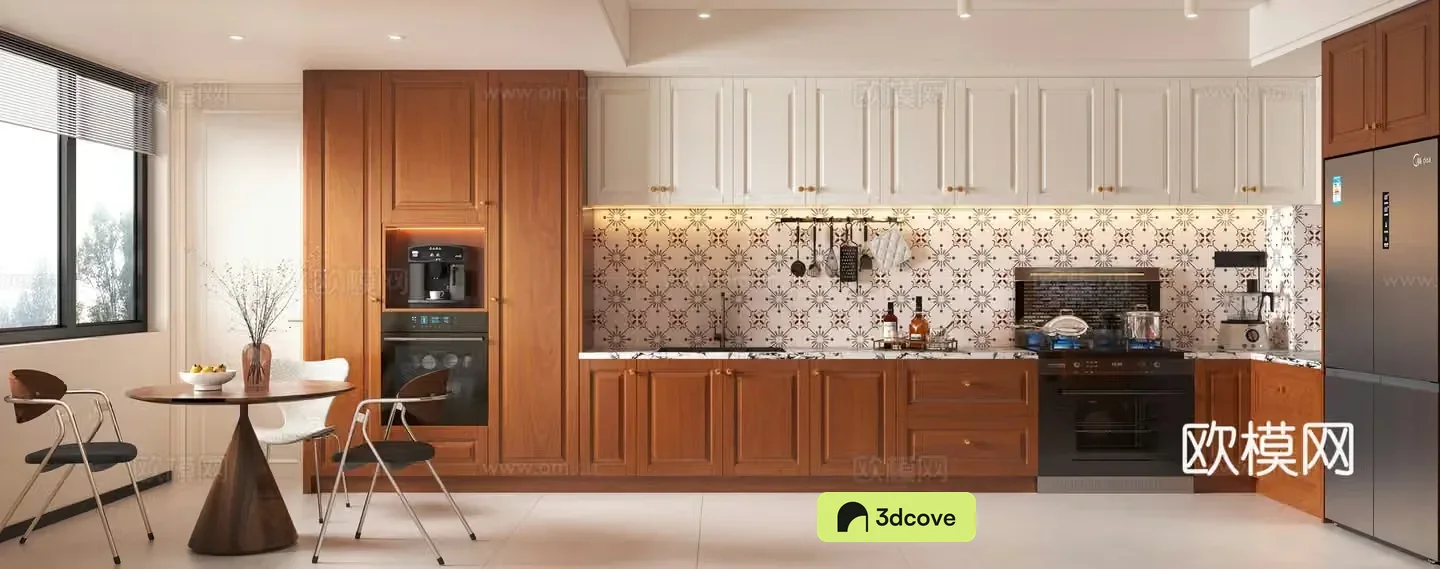 French medieval style kitchen European mahogany kitchen retro cherry wood kitchen cream style ancient kitchen