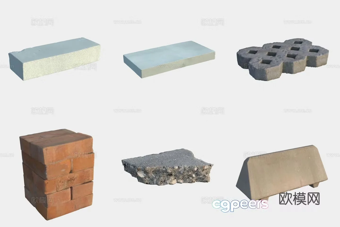 Brick floor tiles hollow brick stone building materials 3D model