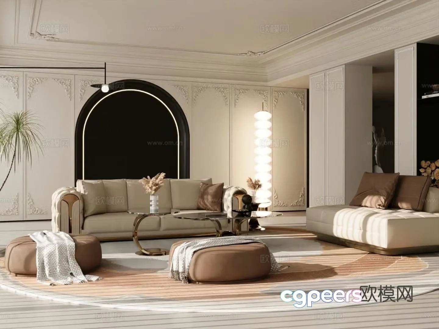 French sectional sofa 3d model