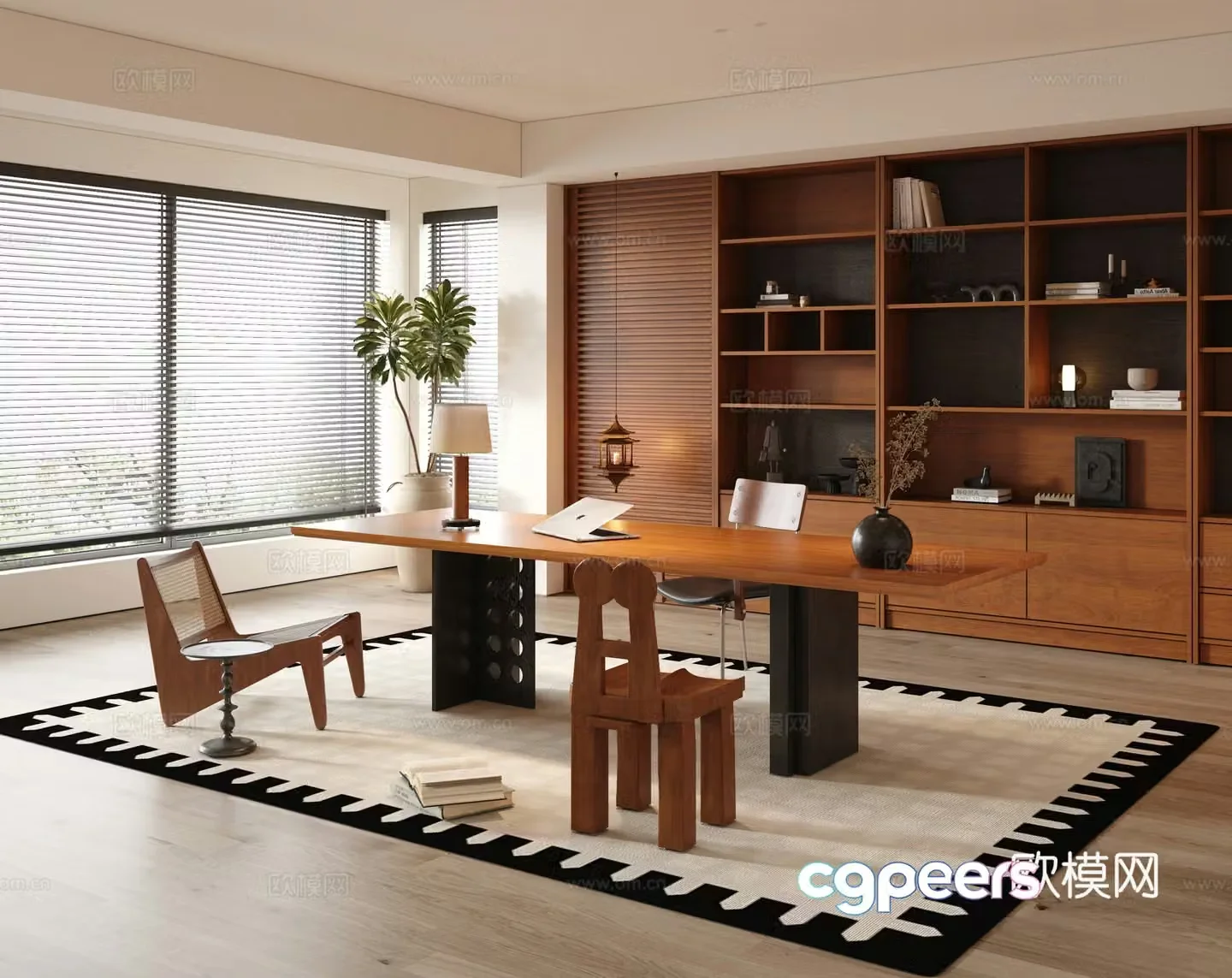 Modern medieval study bedroom study living room study open study villa study 3D model