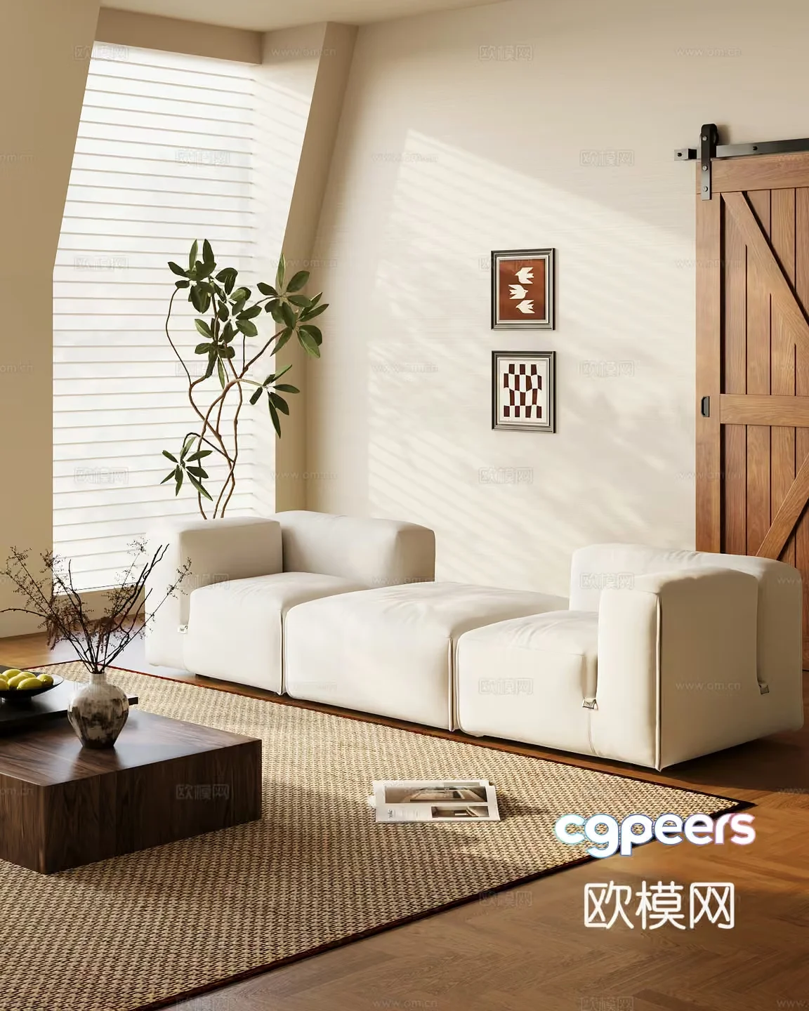 Modern Living Room 3D Model – 2226 – VRAY Render