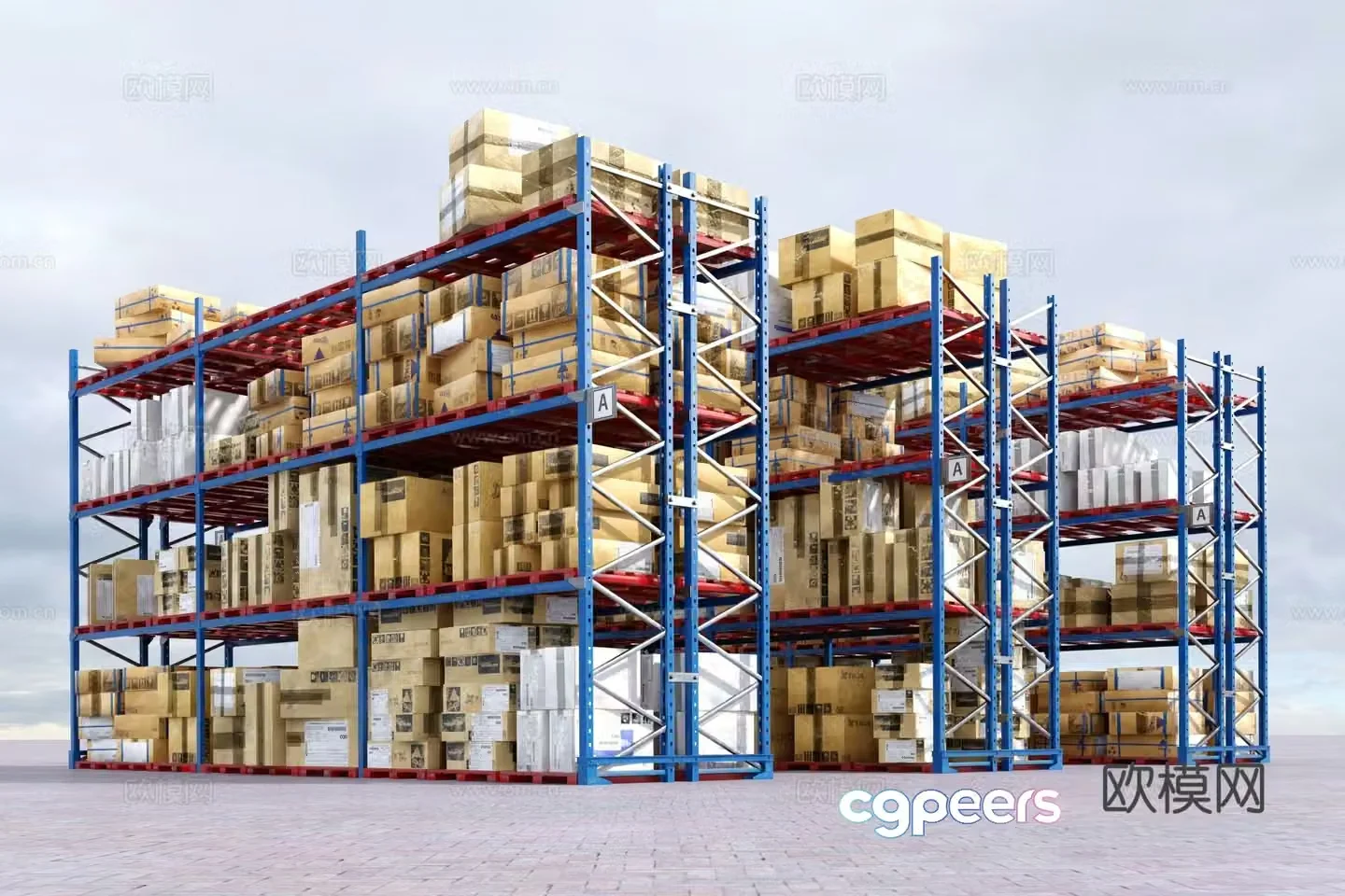 goods shelves warehouse goods warehouse shelves 3d model