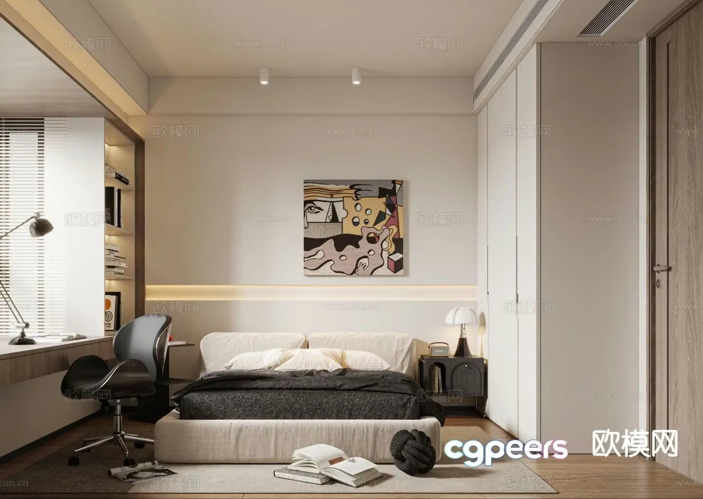 Cream style bedroom master bedroom 3d model