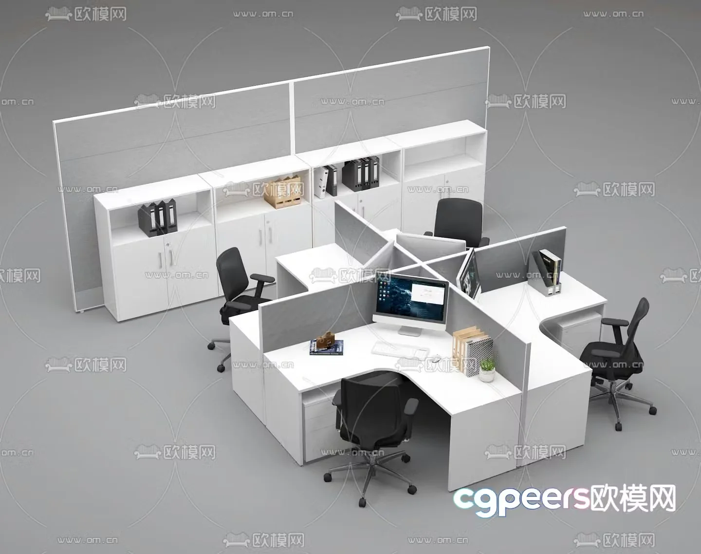 Modern office desk 3d model