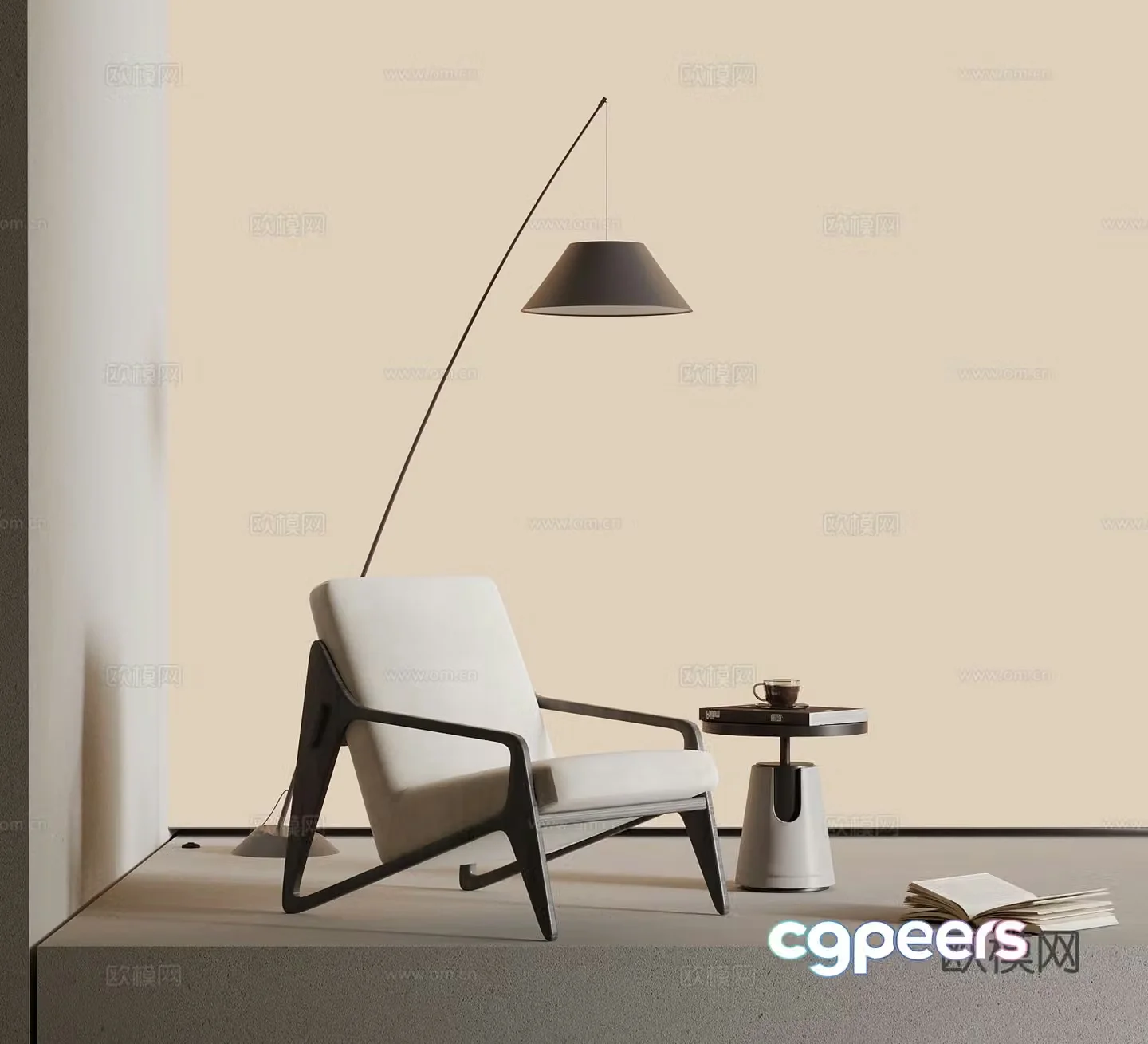 Modern armchair lounge chair floor lamp 3d model