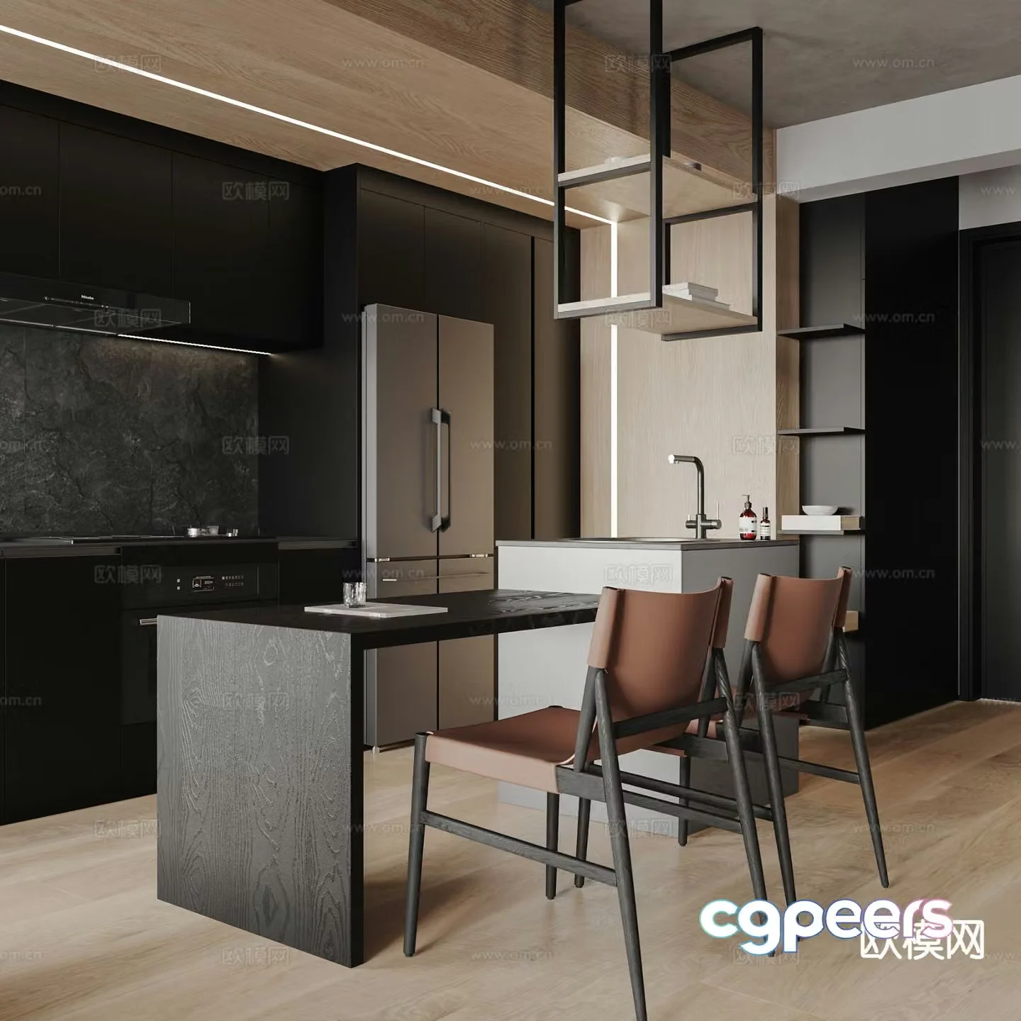 Modern island restaurant 3d model