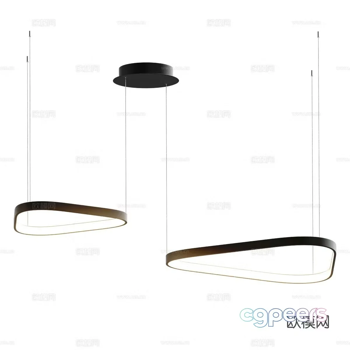 Modern simple chandelier Line chandelier 3d model