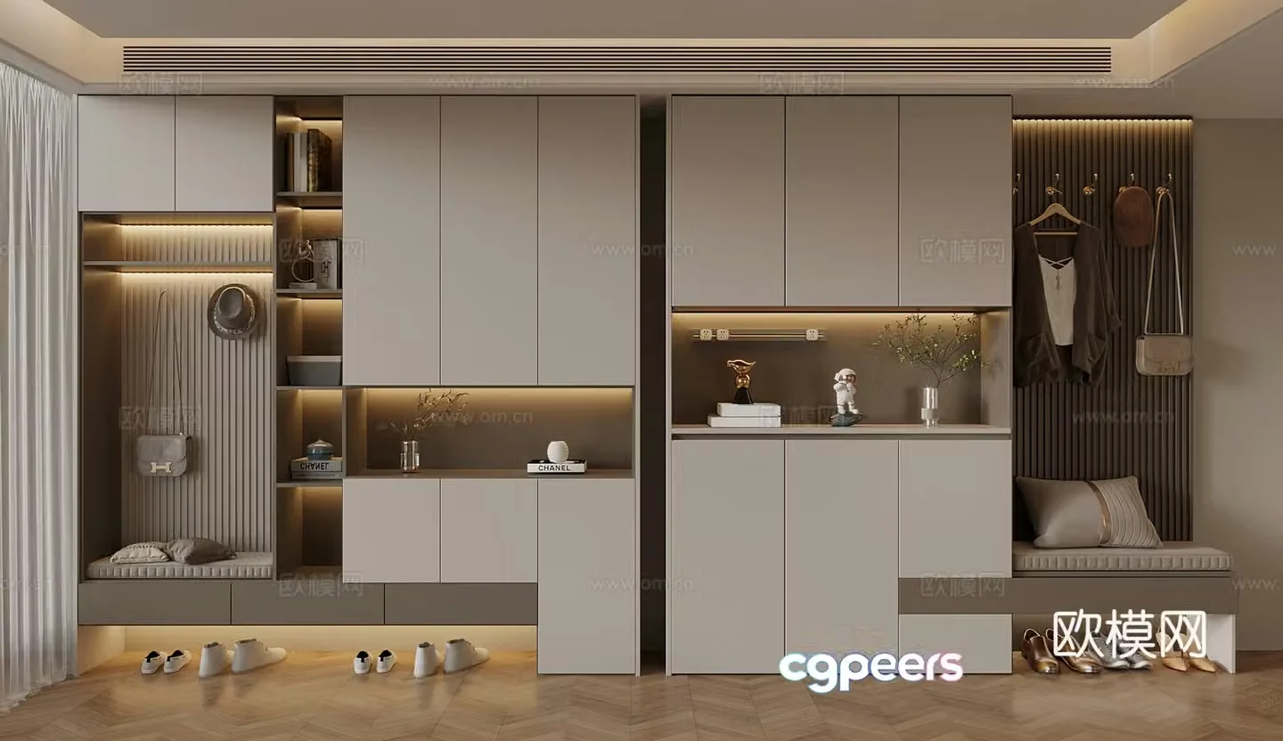 Modern new Chinese style shoe cabinet hanging shoe cabinet porch shoe cabinet partition shoe cabinet entrance shoe cabinet 3D model