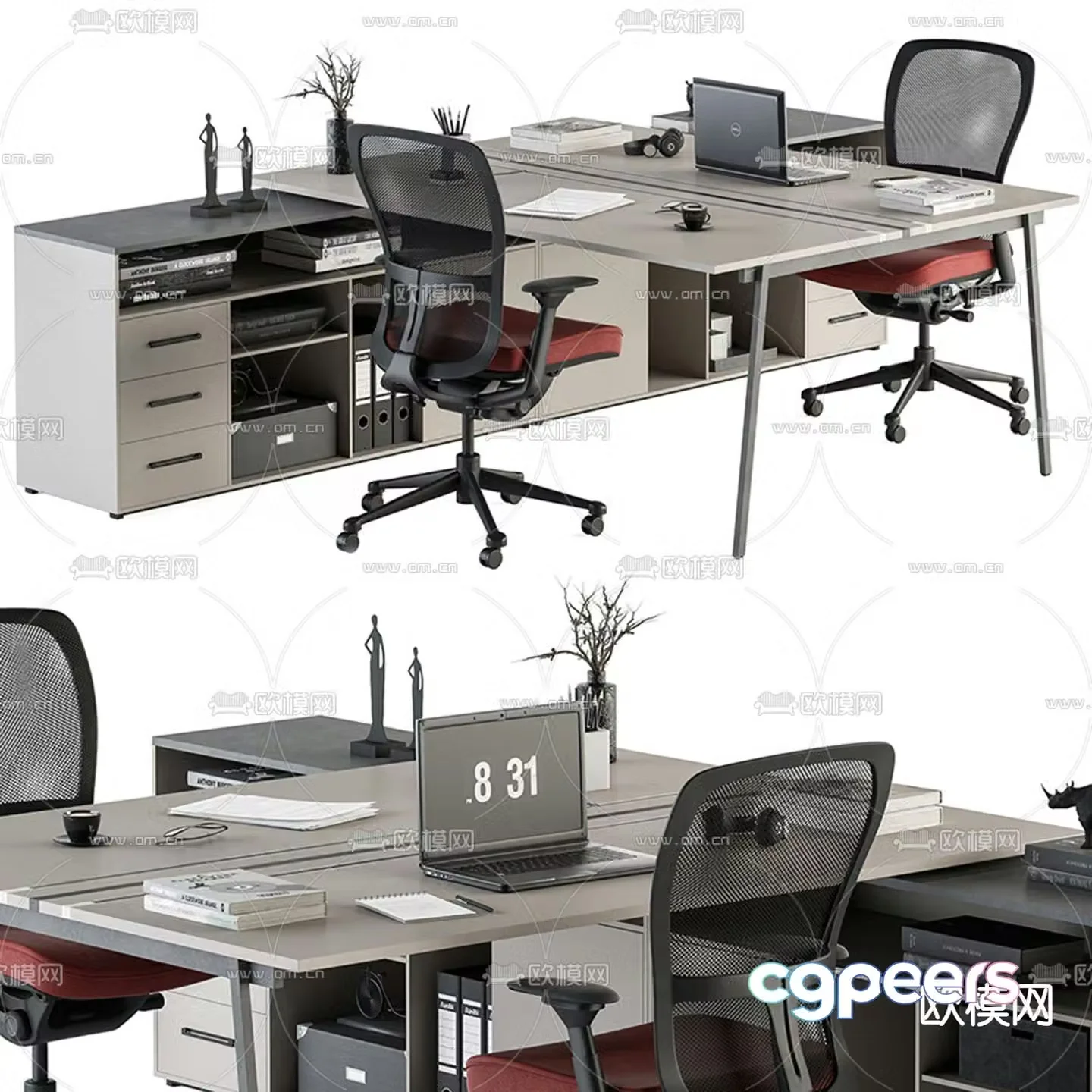 Card space desk workstation 3D model