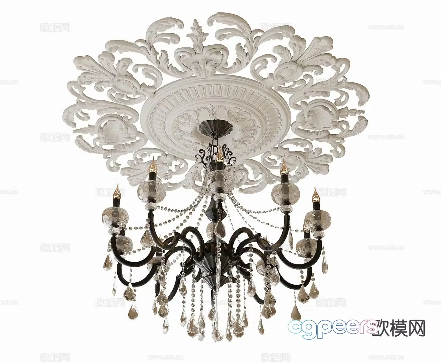 French crystal chandelier 3d model