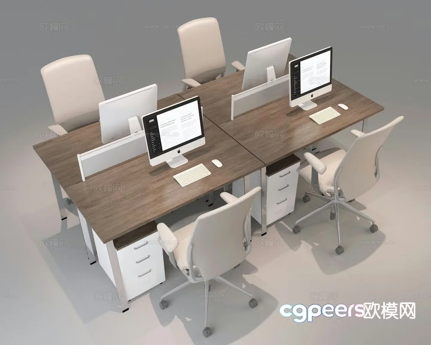 Modern office desk and chair 3d model