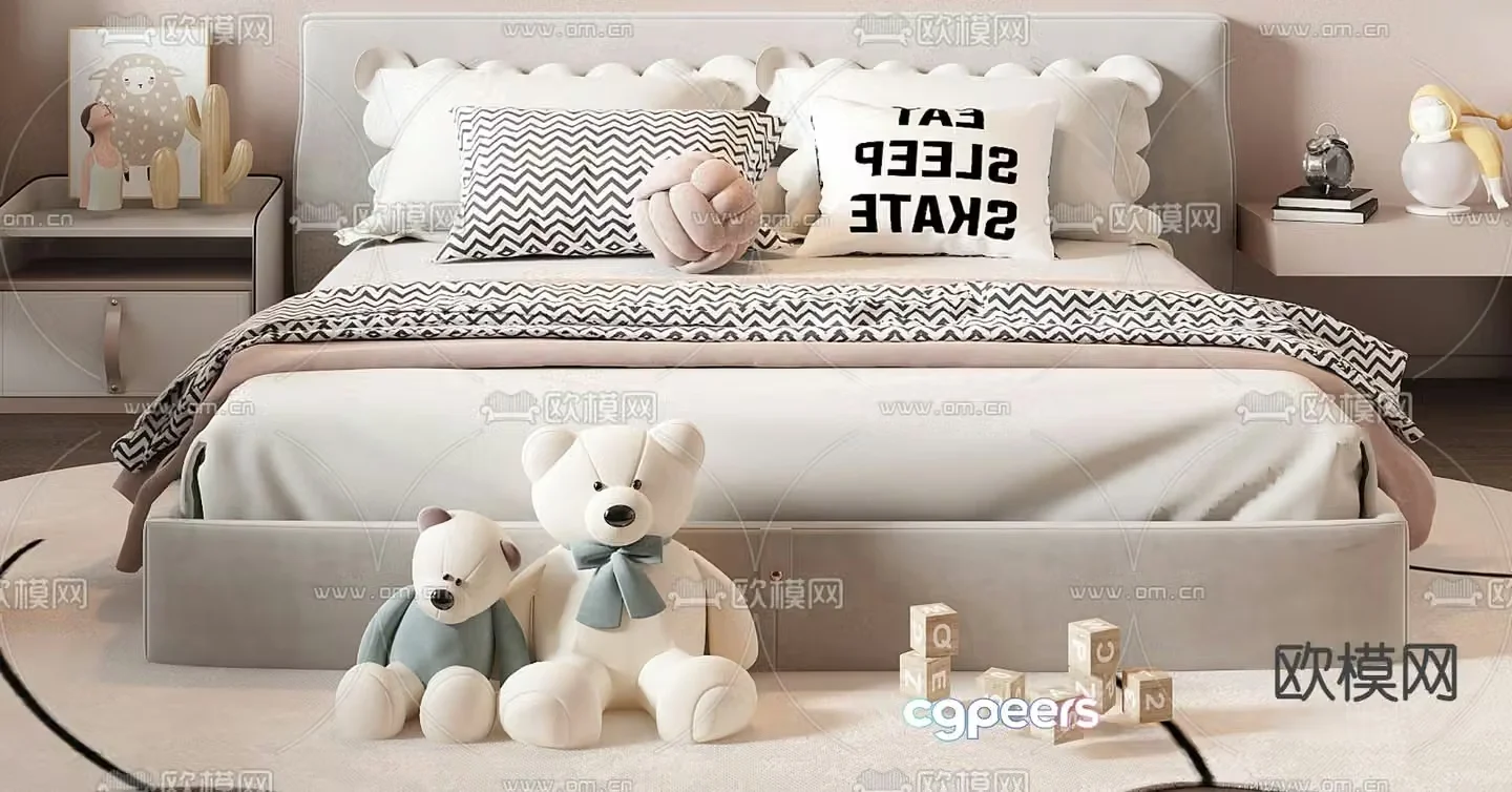 Modern children’s bed girl’s bed kid’s bed 3d model