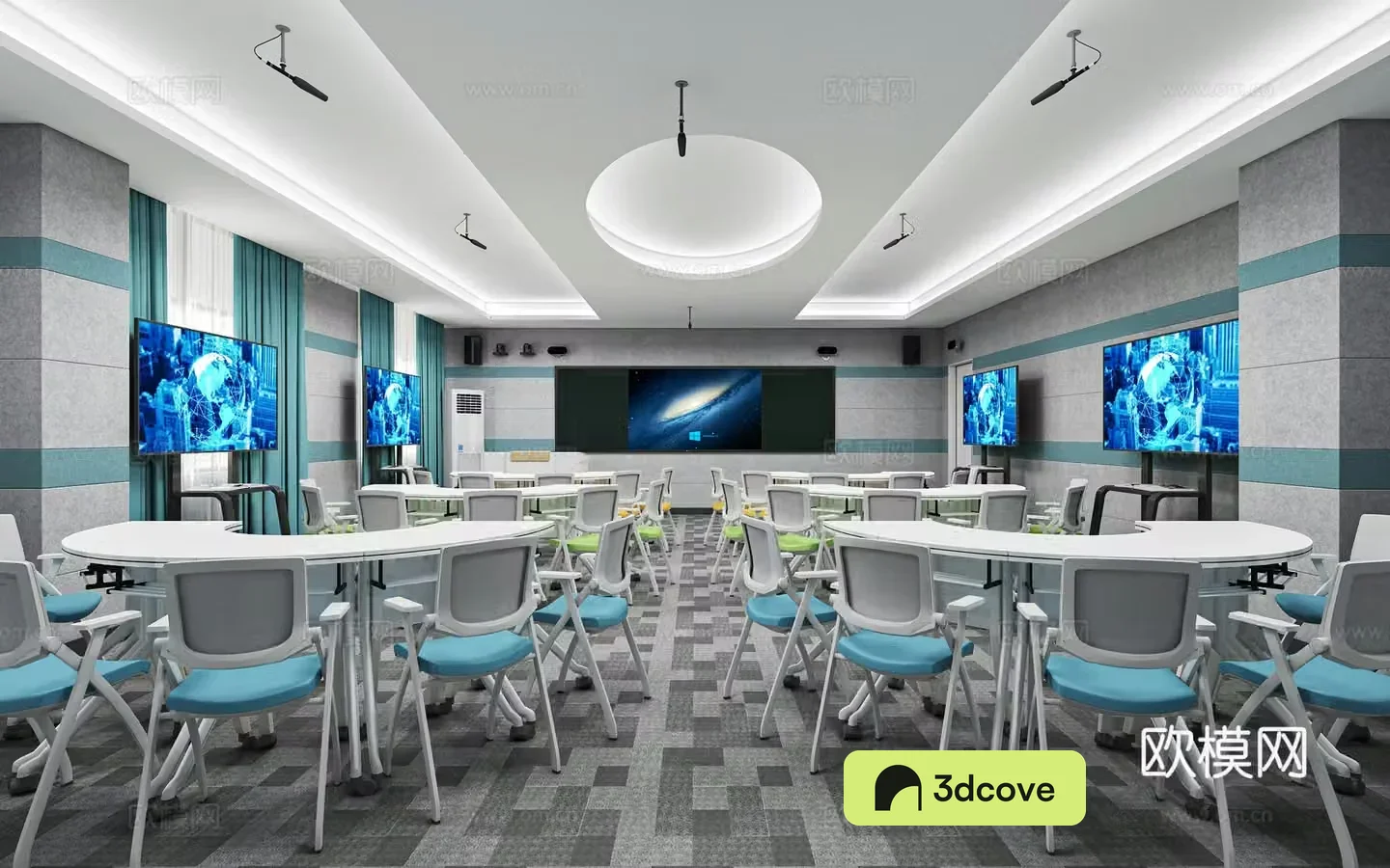 Modern smart classroom discussion room