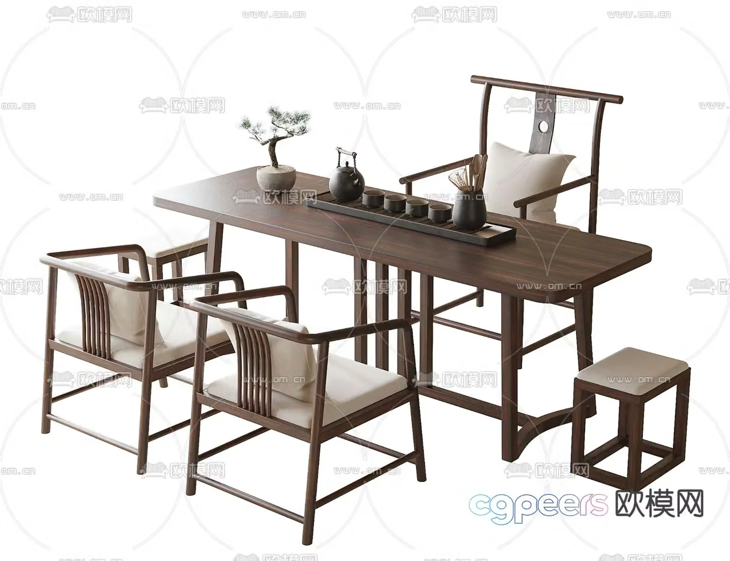 Chinese tea table tea making table 3d model
