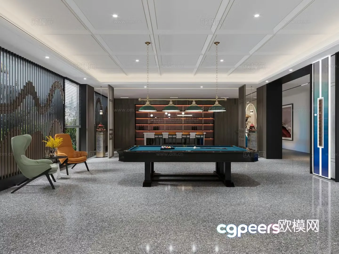 New Chinese style billiards room 3d model