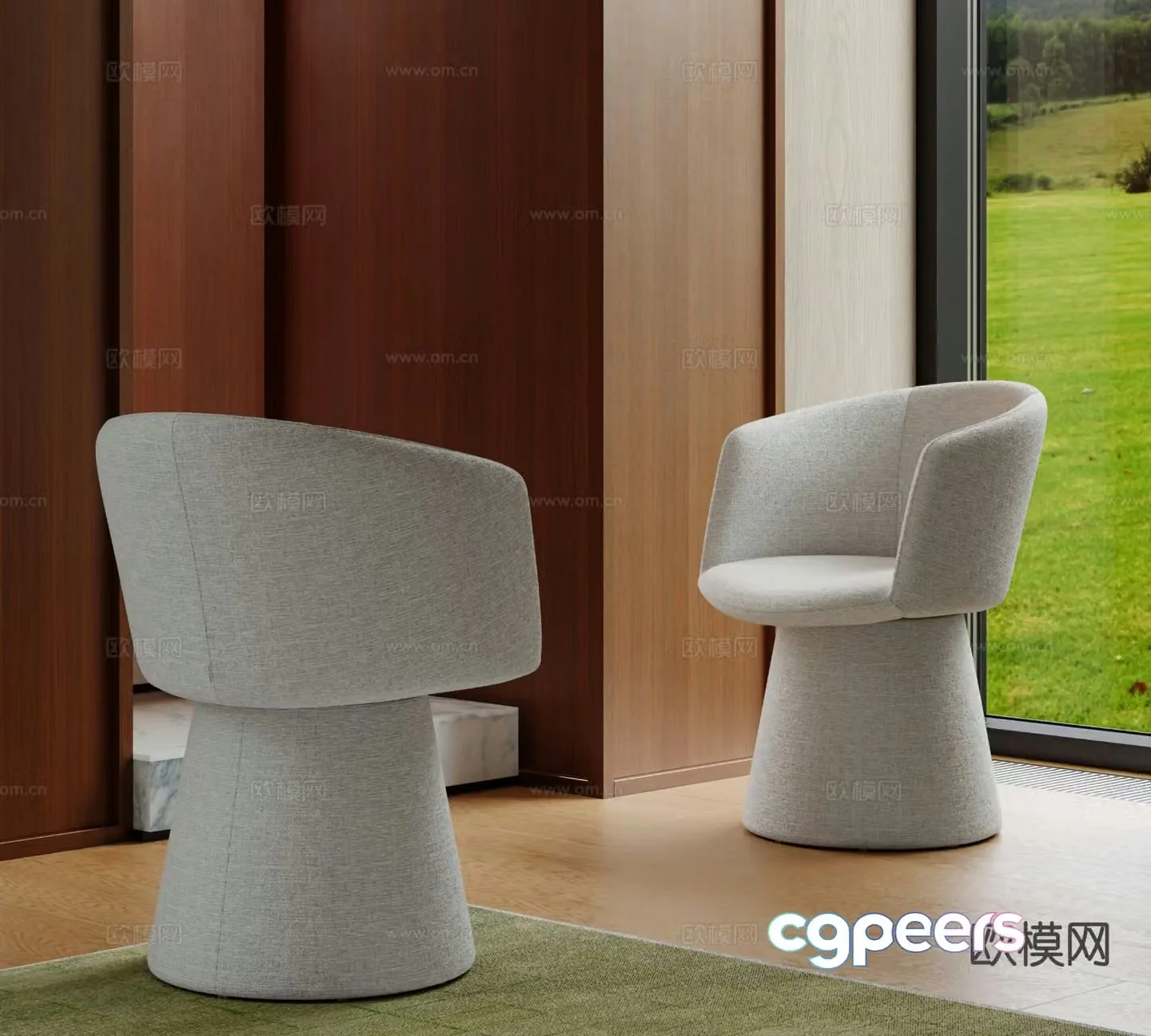 Modern fabric single chair chair dining chair 3d model