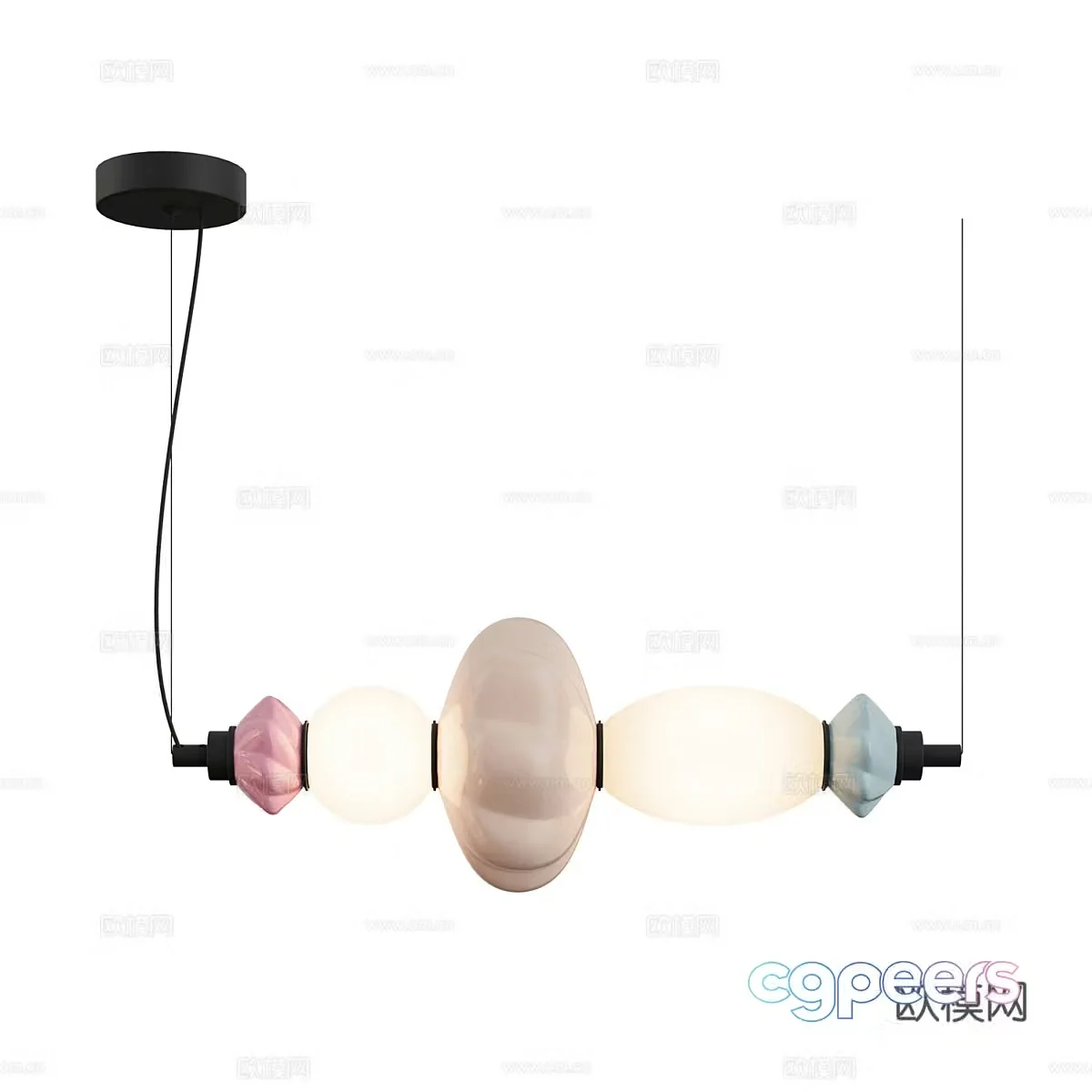 Creamy string beaded chandelier 3D model