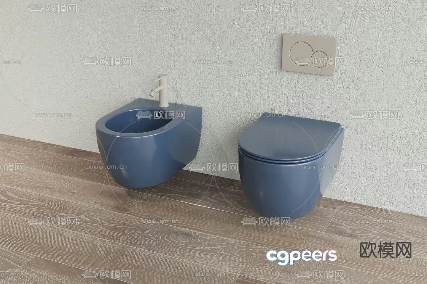 Poliform blue toilet toilet 3d model