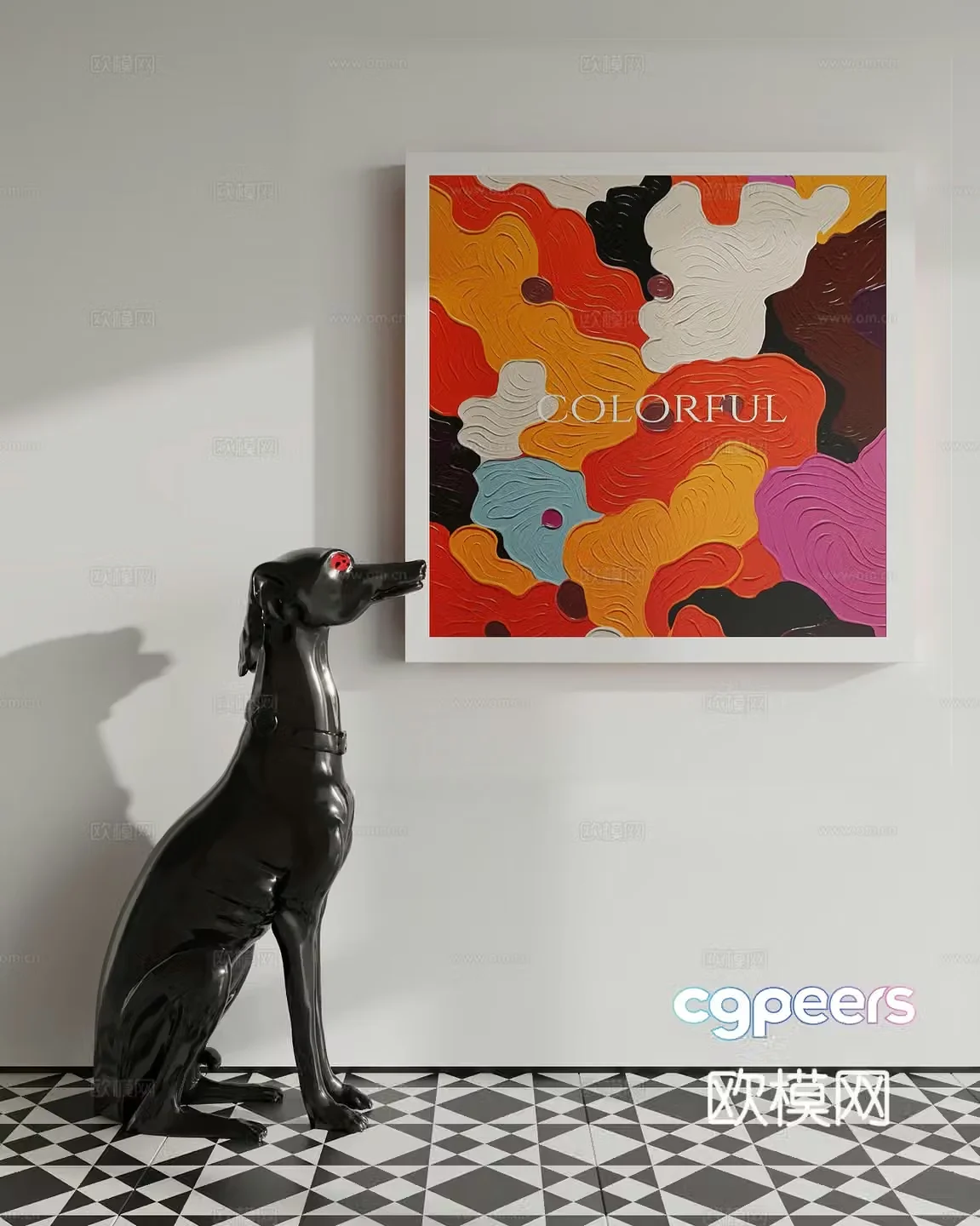 Modern decorative oil painting 3d model