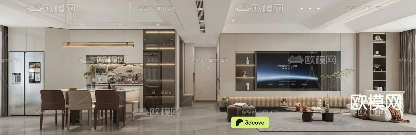 Modern living and dining room