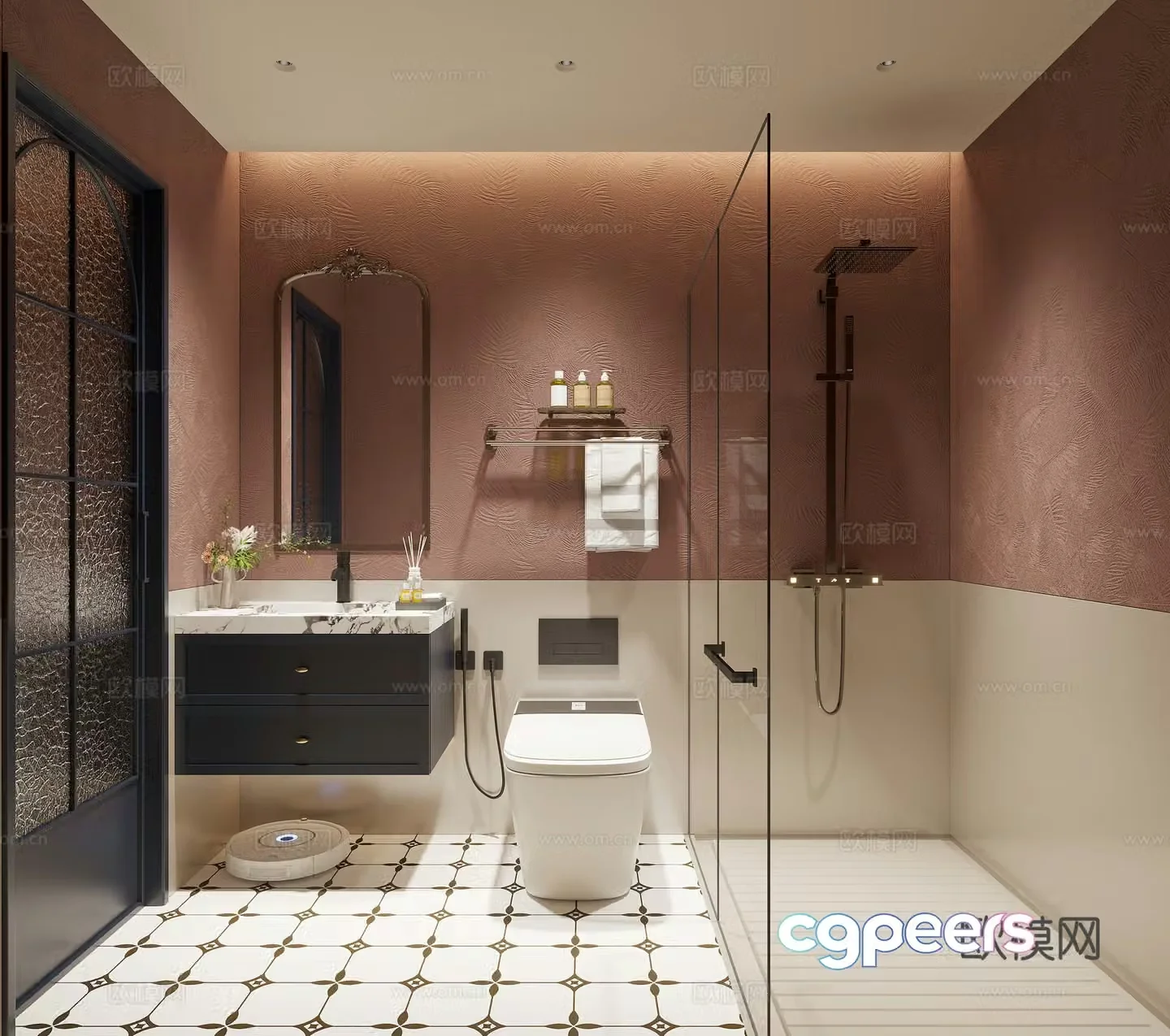 French retro bathroom 3d model