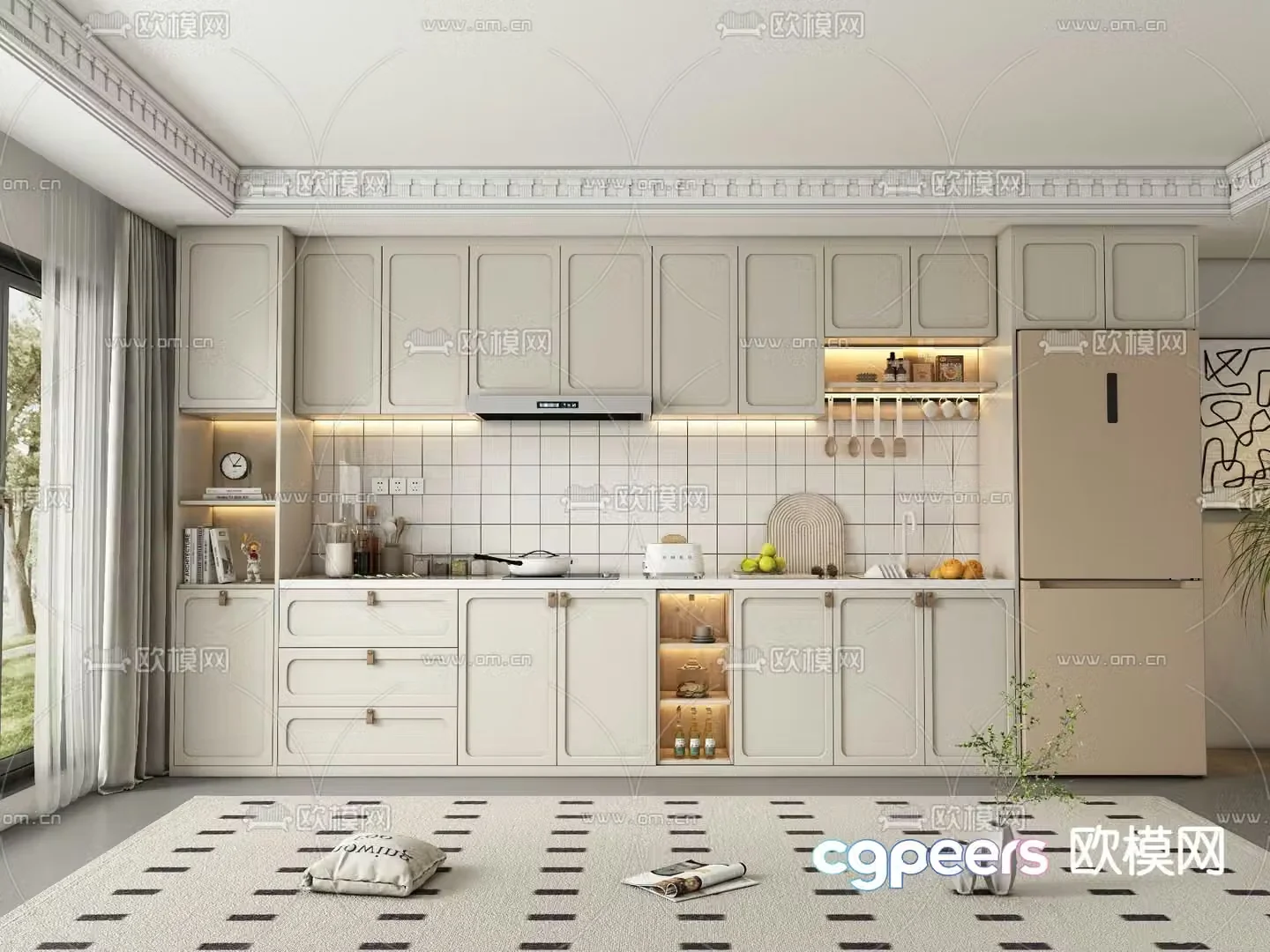 Cream style cabinet 3d model